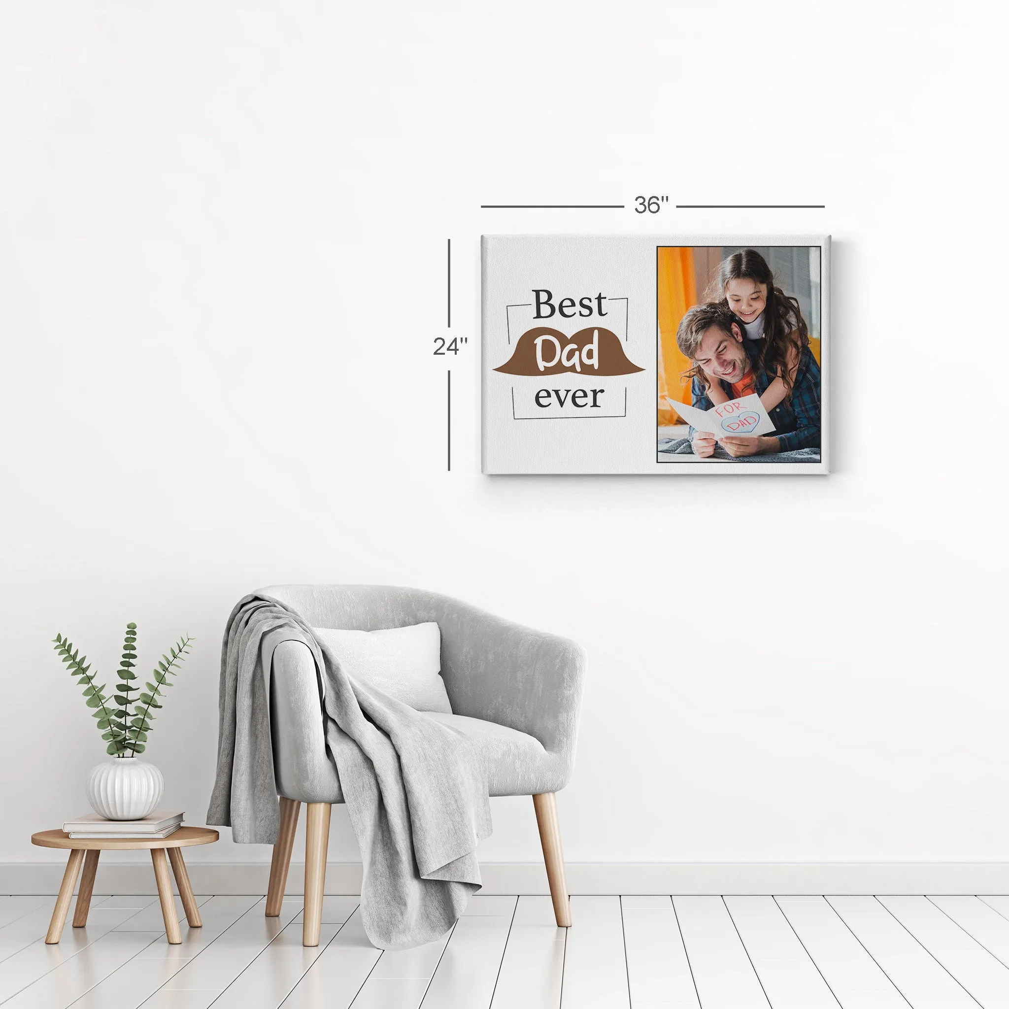 Personalized Father`s Day  Gift Wall Art Custom Photo with Best Dad Ever text