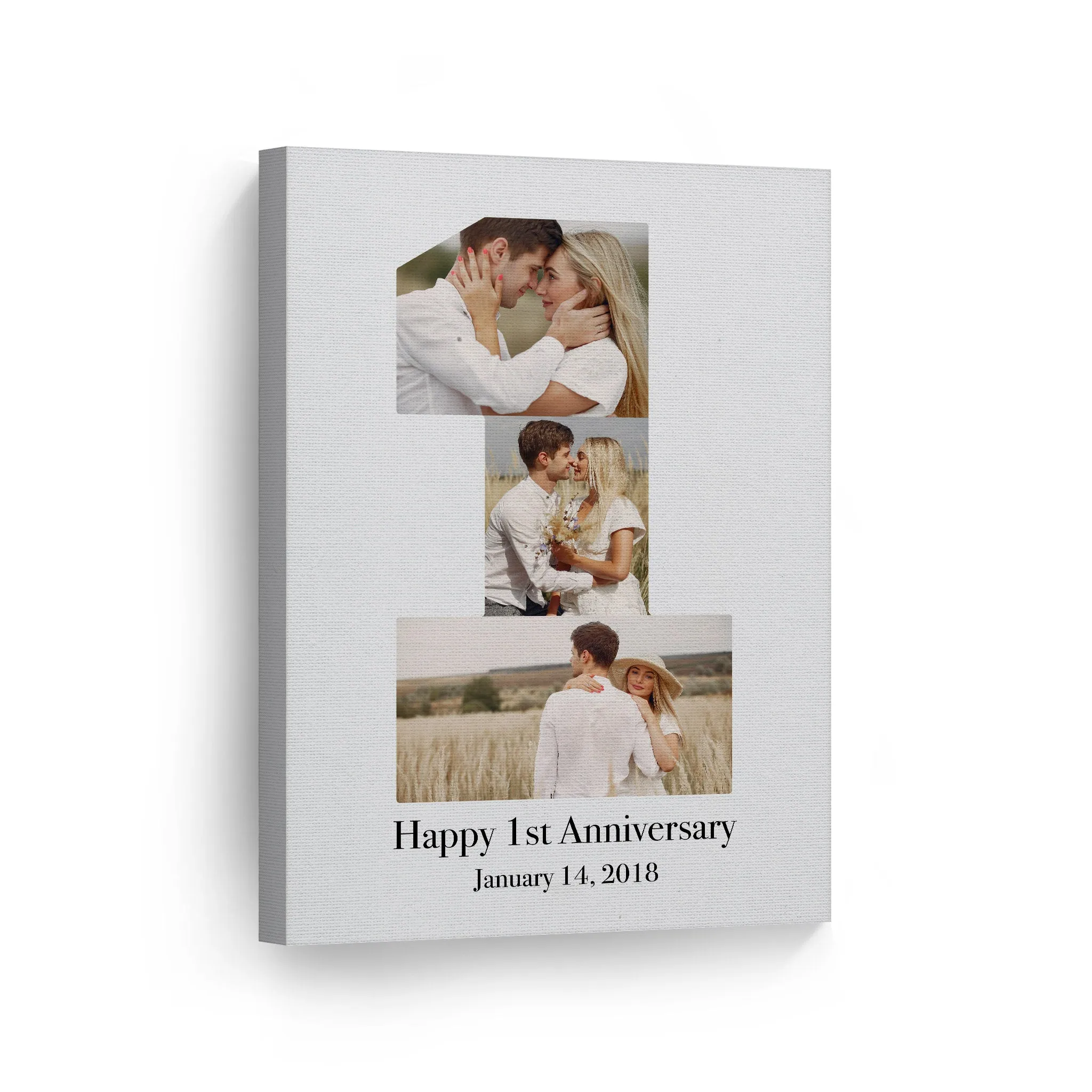 Personalized Gift Wall Art Custom Photo Collage First Anniversary Custom Text and Date
