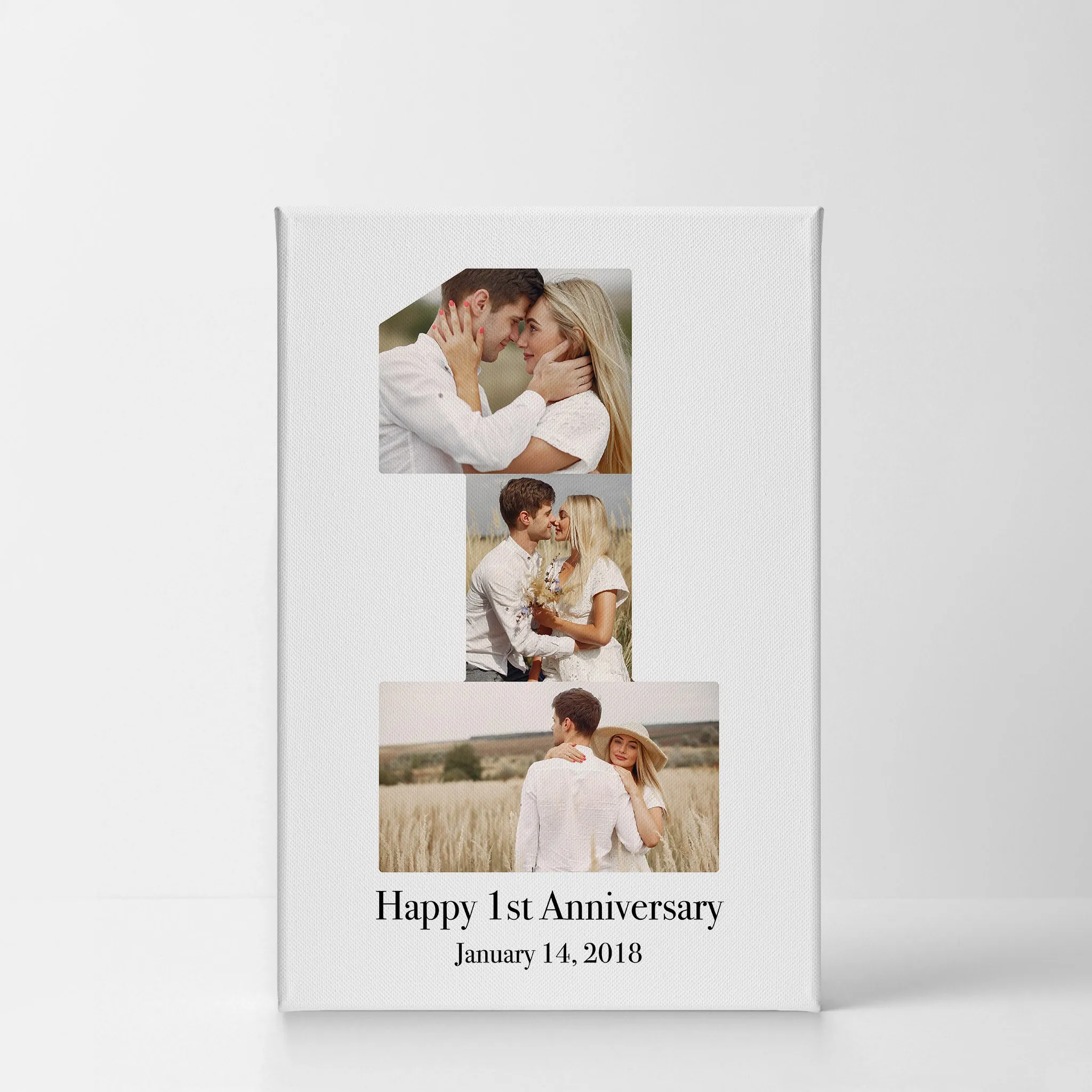 Personalized Gift Wall Art Custom Photo Collage First Anniversary Custom Text and Date