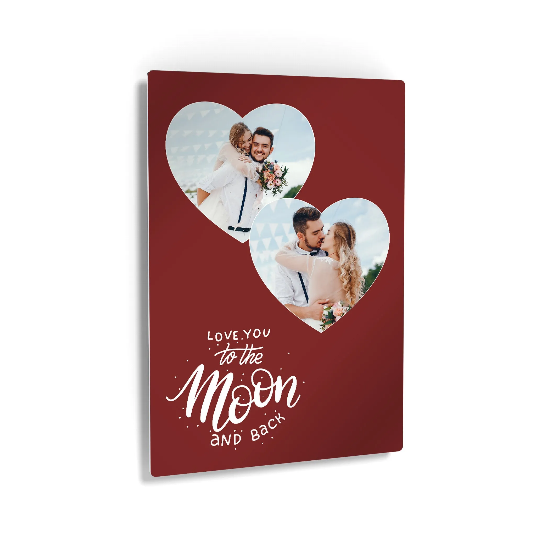 Personalized Gift Wall Art Custom Photo Collage Hearth Shape, I Love you to the Moon and Back Quote
