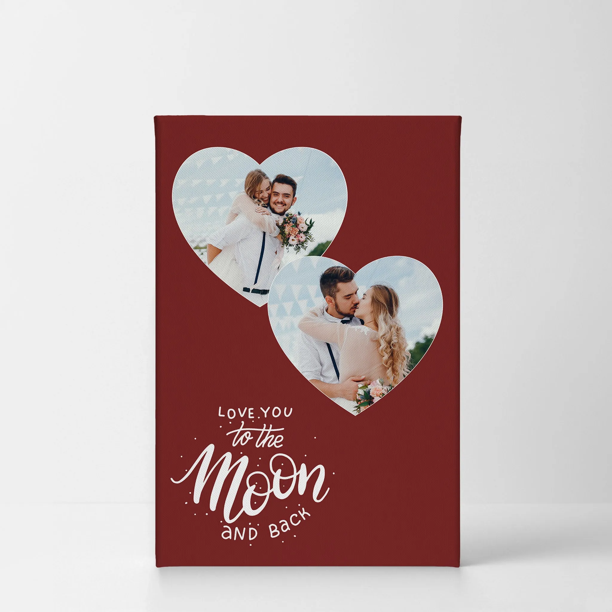 Personalized Gift Wall Art Custom Photo Collage Hearth Shape, I Love you to the Moon and Back Quote
