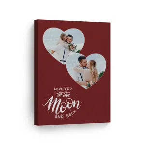 Personalized Gift Wall Art Custom Photo Collage Hearth Shape, I Love you to the Moon and Back Quote