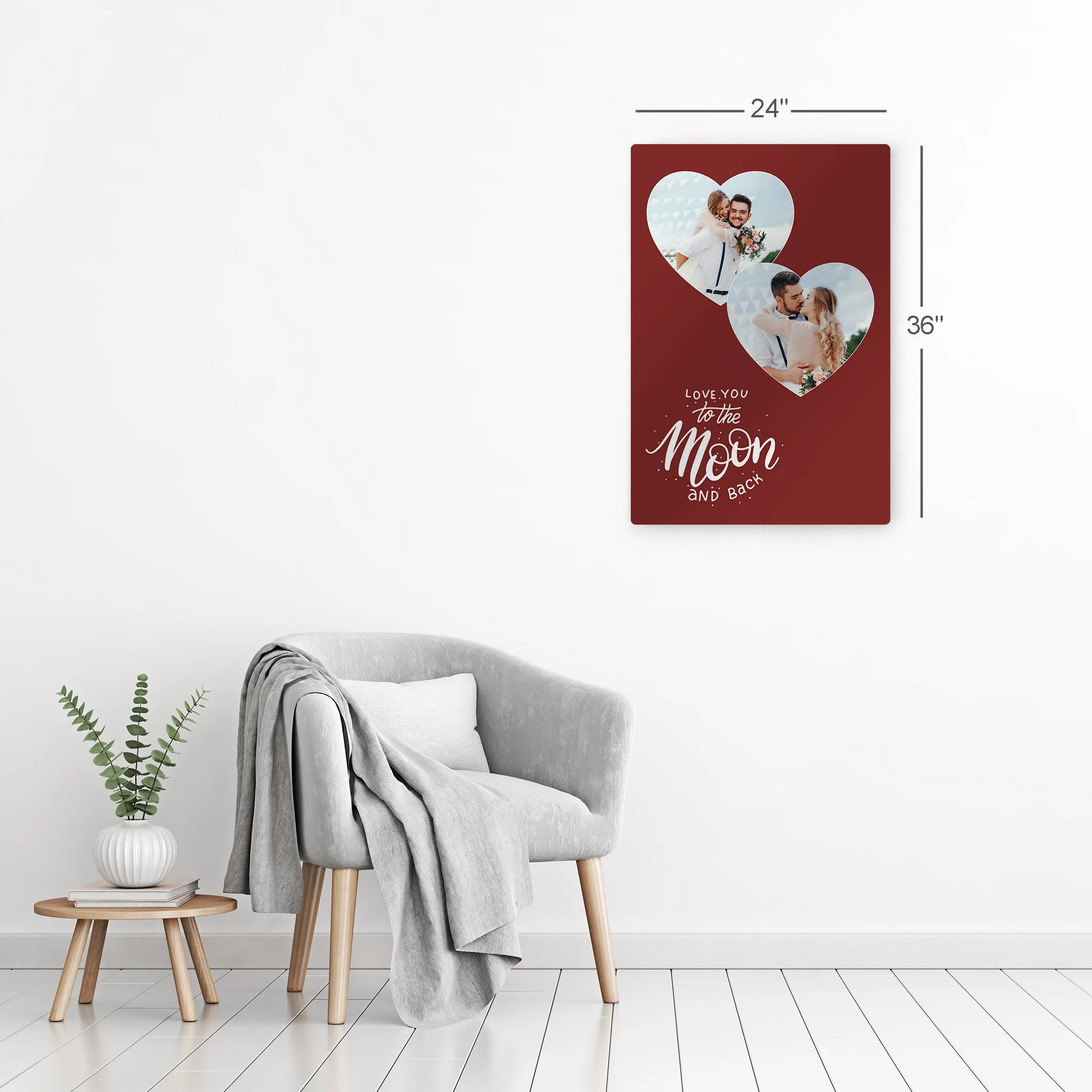 Personalized Gift Wall Art Custom Photo Collage Hearth Shape, I Love you to the Moon and Back Quote
