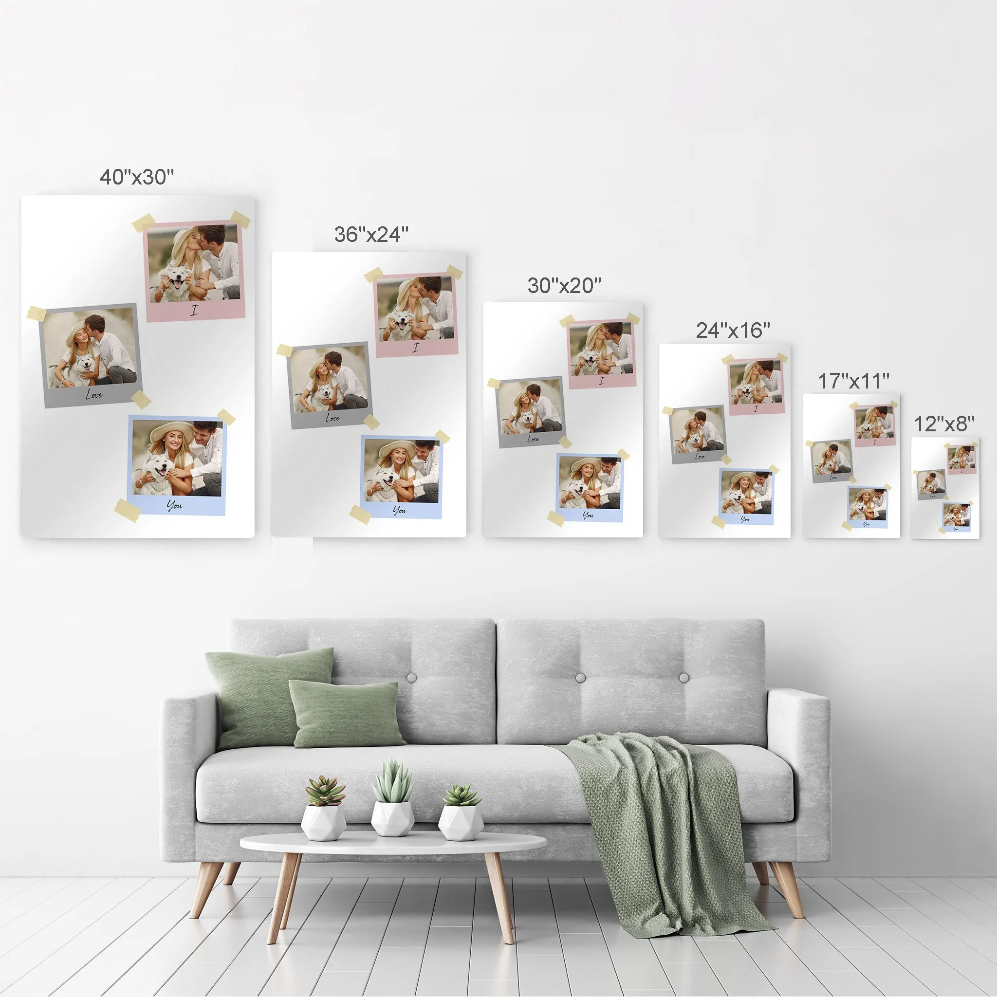 Personalized Gift Wall Art Custom Photo Collage with Colorful Polaroid Frames and Customized Text
