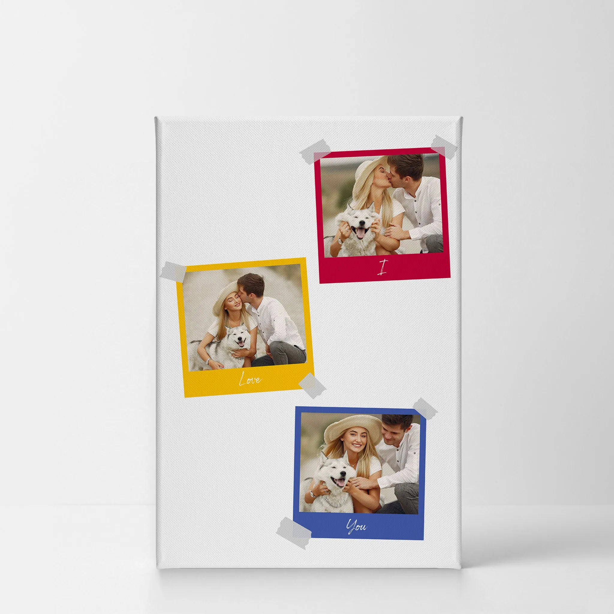 Personalized Gift Wall Art Custom Photo Collage with Colorful Polaroid Frames and Customized Text