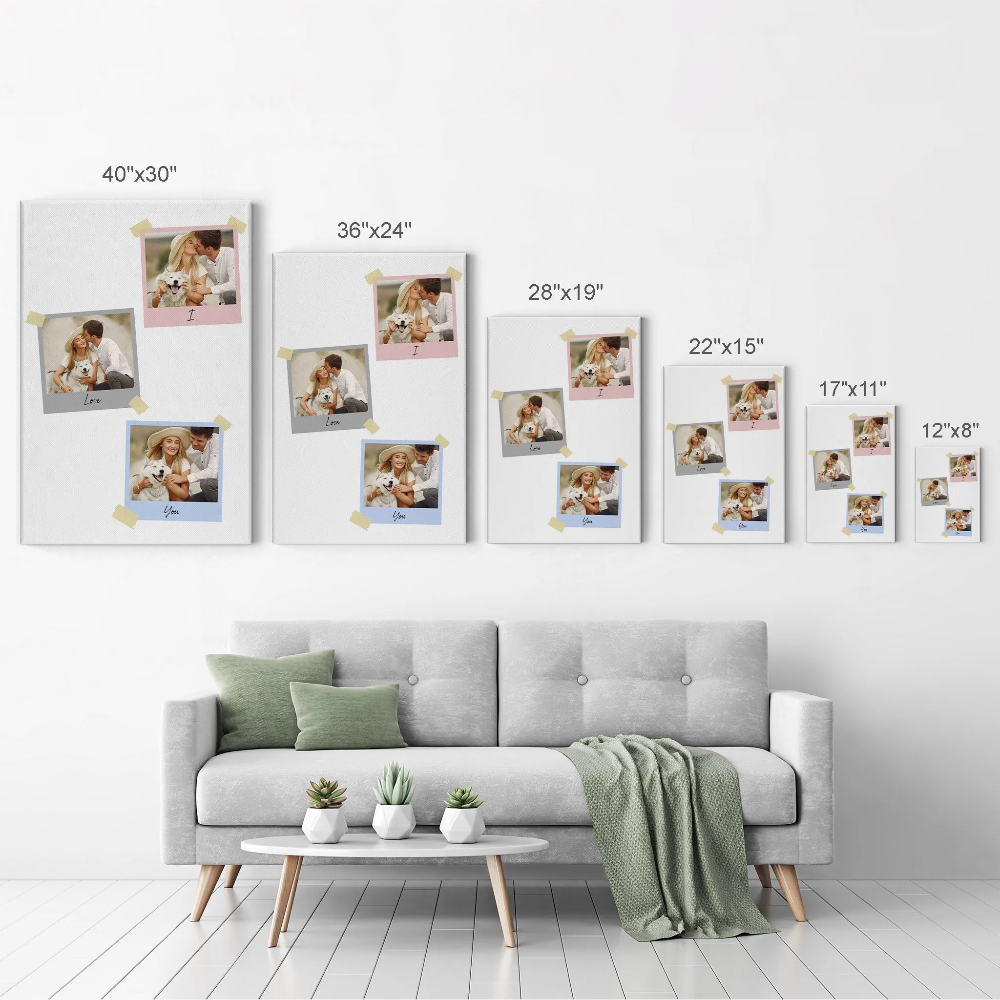 Personalized Gift Wall Art Custom Photo Collage with Colorful Polaroid Frames and Customized Text