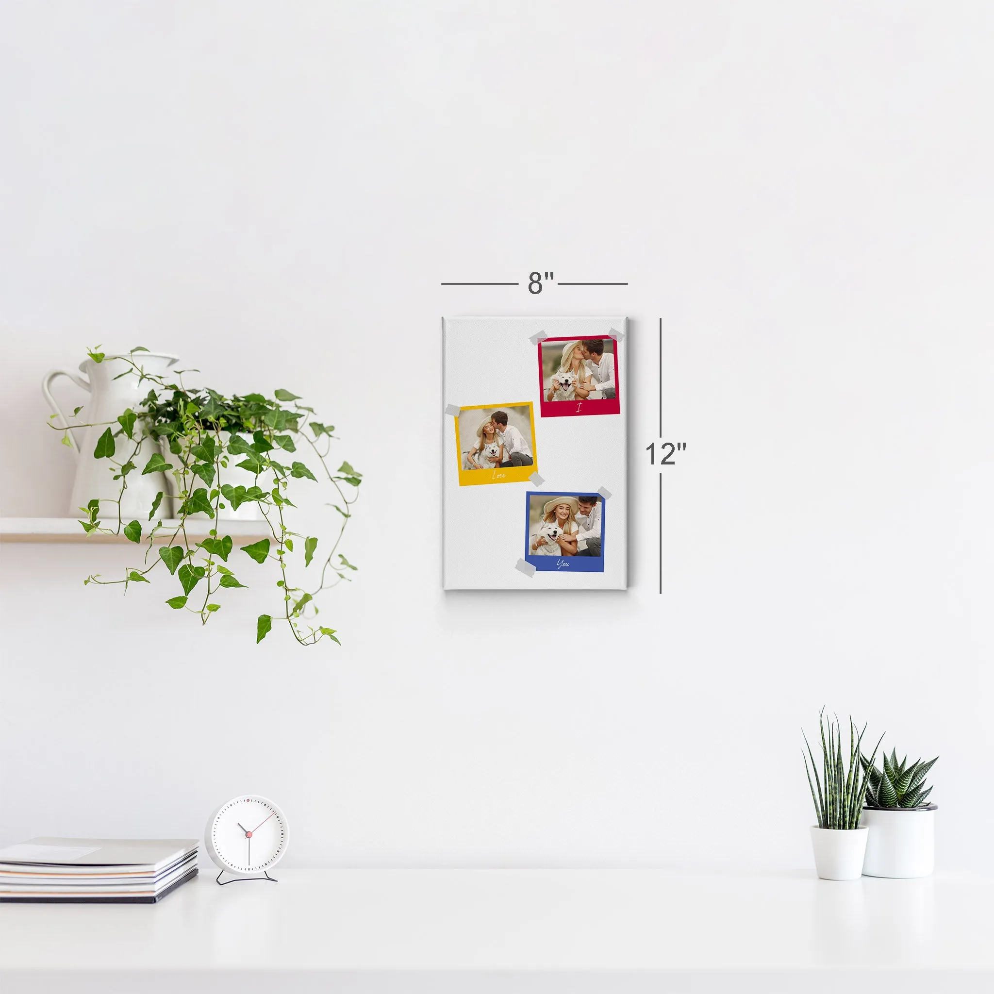 Personalized Gift Wall Art Custom Photo Collage with Colorful Polaroid Frames and Customized Text