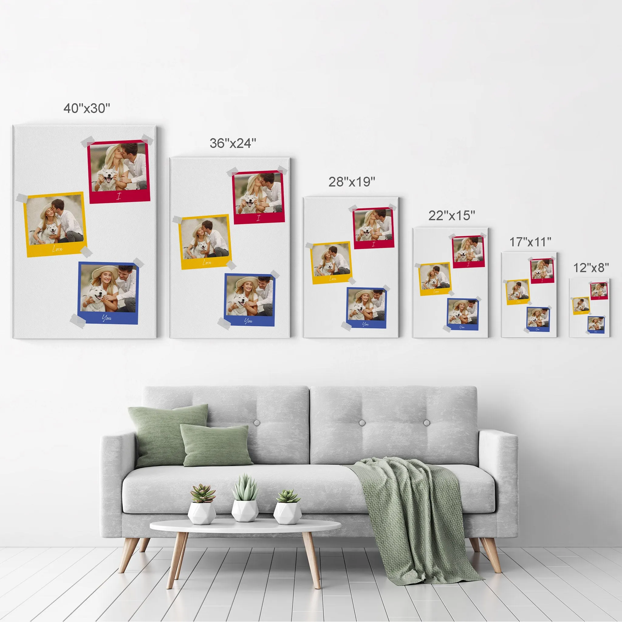 Personalized Gift Wall Art Custom Photo Collage with Colorful Polaroid Frames and Customized Text