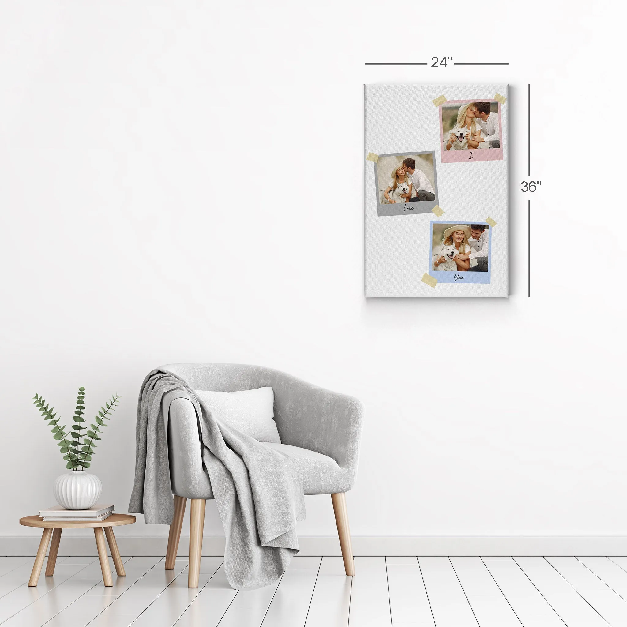 Personalized Gift Wall Art Custom Photo Collage with Colorful Polaroid Frames and Customized Text