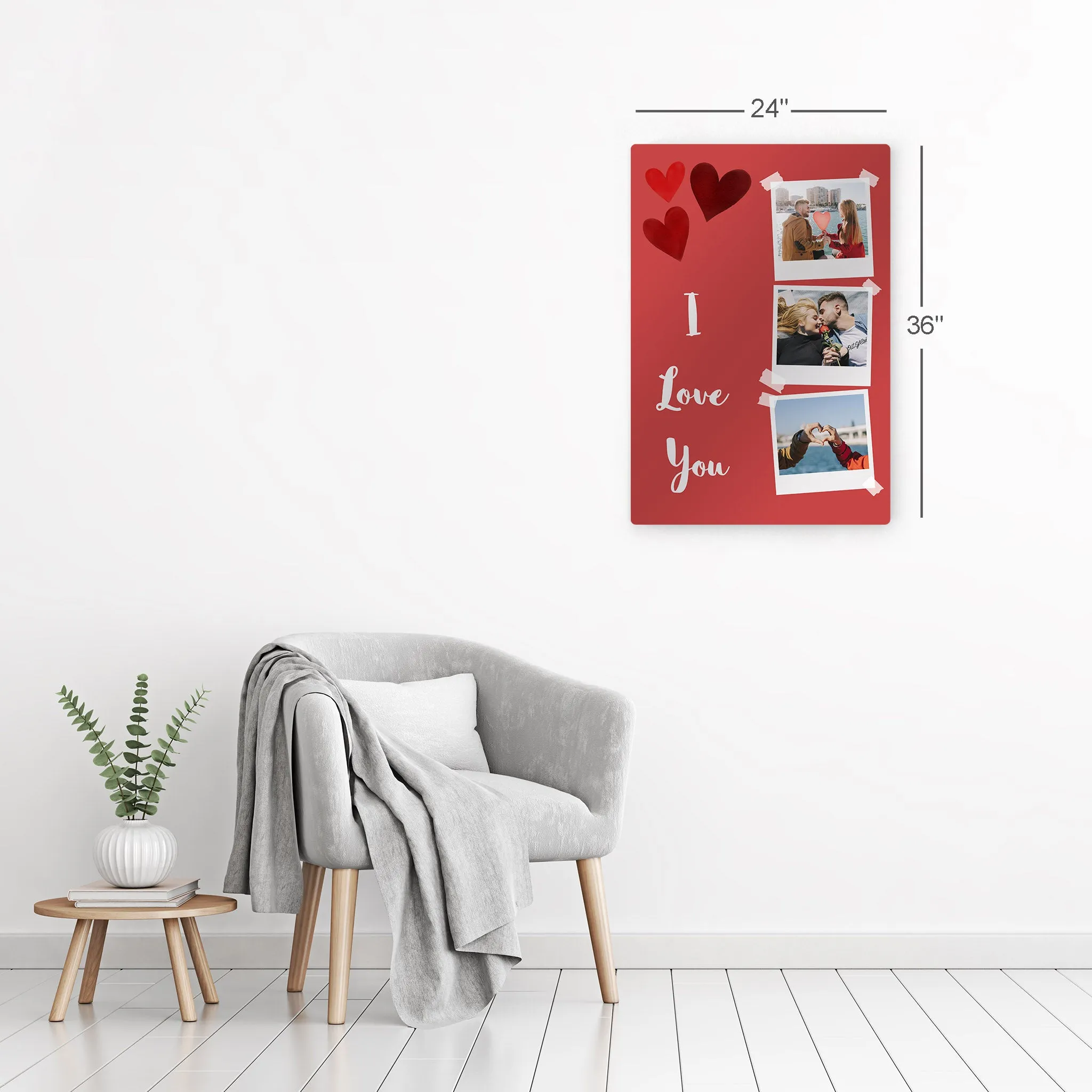 Personalized Gift Wall Art Custom Photo Collage with Polaroid Frames and I Love You
