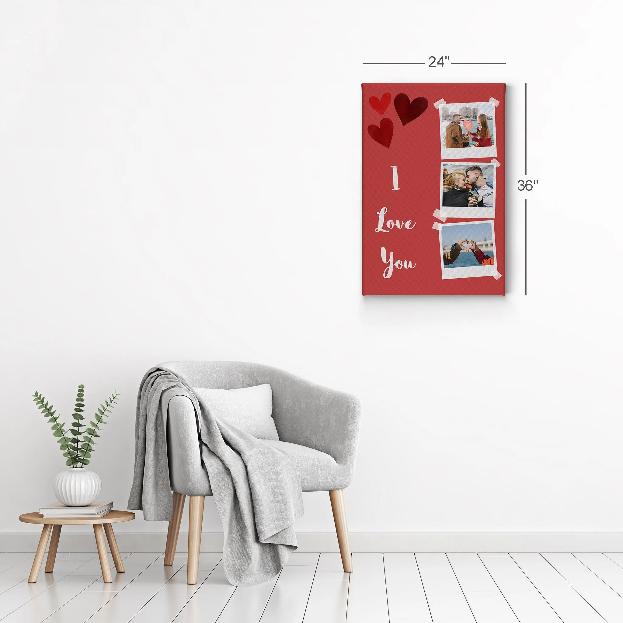 Personalized Gift Wall Art Custom Photo Collage with Polaroid Frames and I Love You