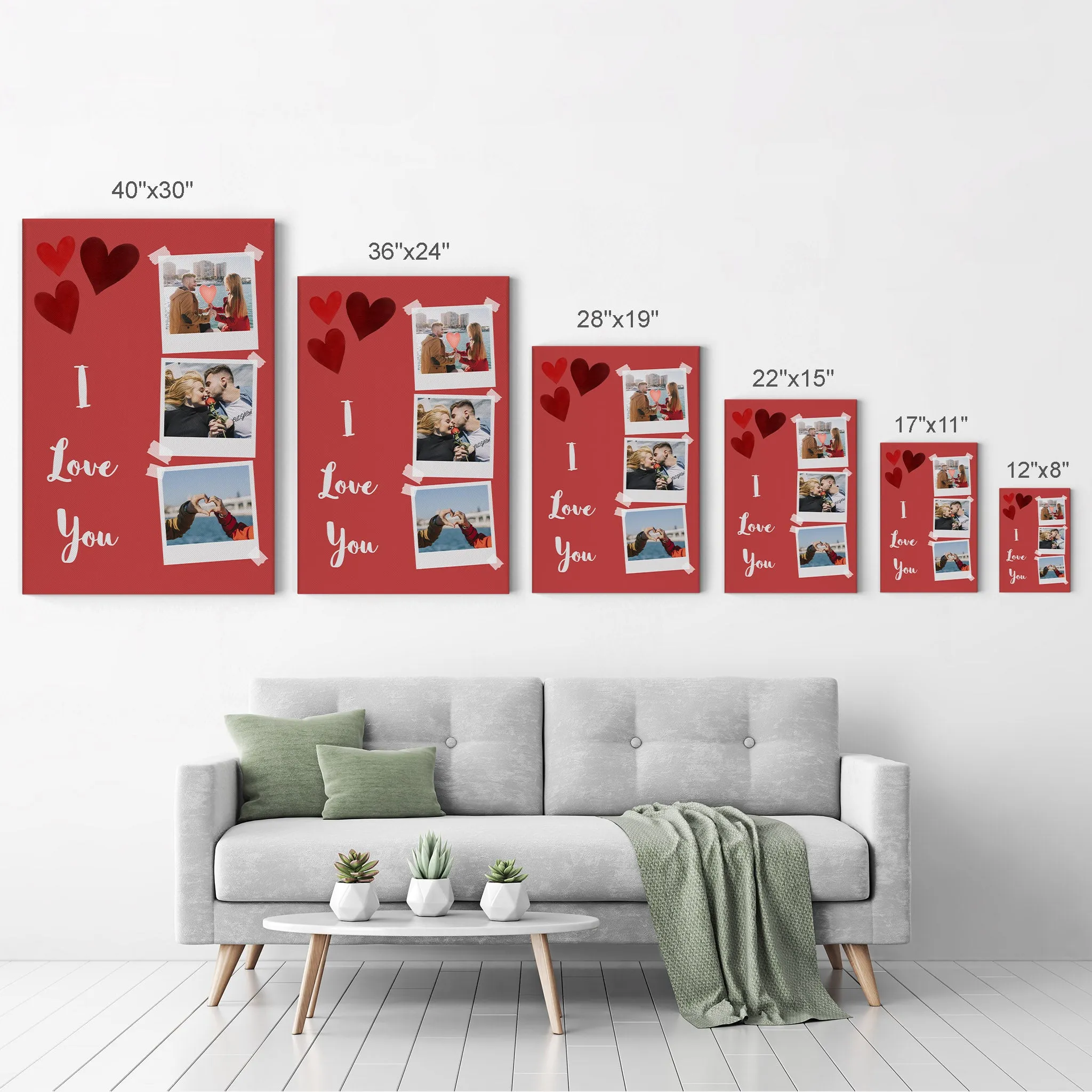 Personalized Gift Wall Art Custom Photo Collage with Polaroid Frames and I Love You