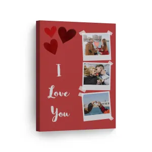 Personalized Gift Wall Art Custom Photo Collage with Polaroid Frames and I Love You