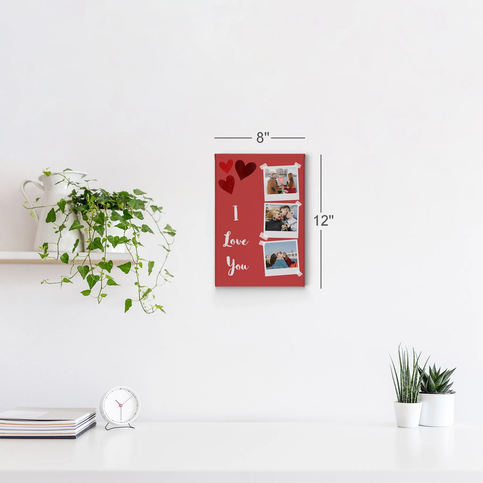 Personalized Gift Wall Art Custom Photo Collage with Polaroid Frames and I Love You