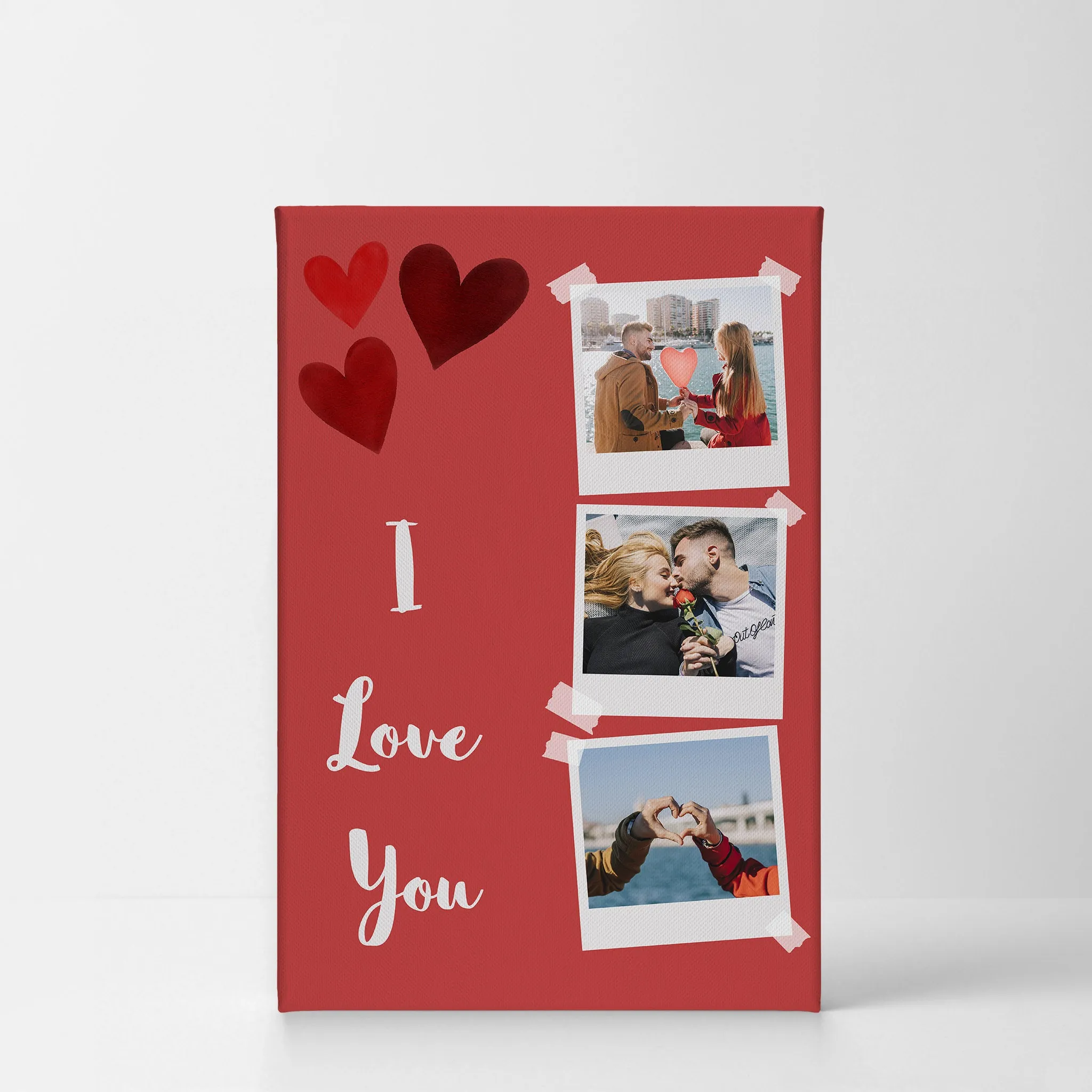 Personalized Gift Wall Art Custom Photo Collage with Polaroid Frames and I Love You
