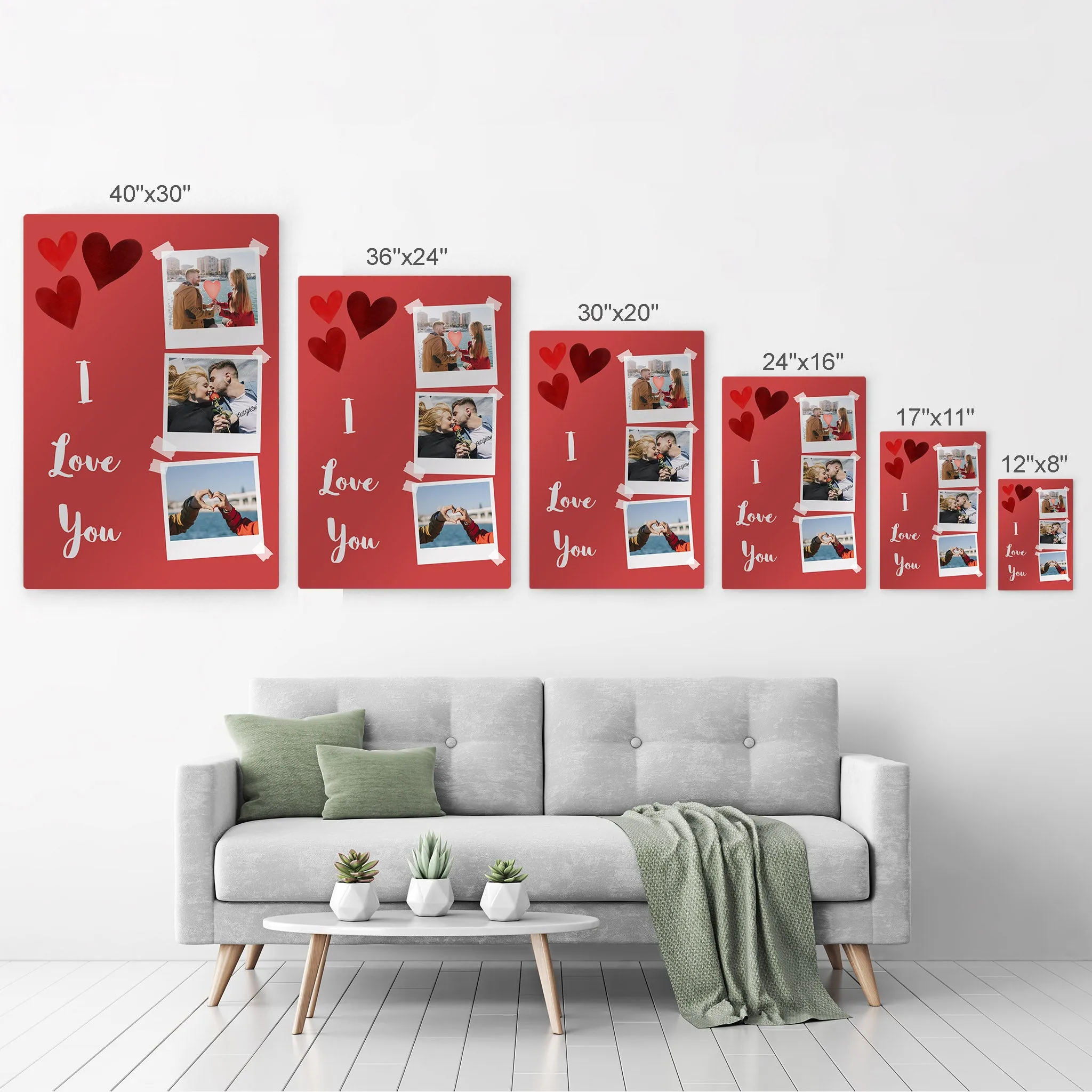 Personalized Gift Wall Art Custom Photo Collage with Polaroid Frames and I Love You