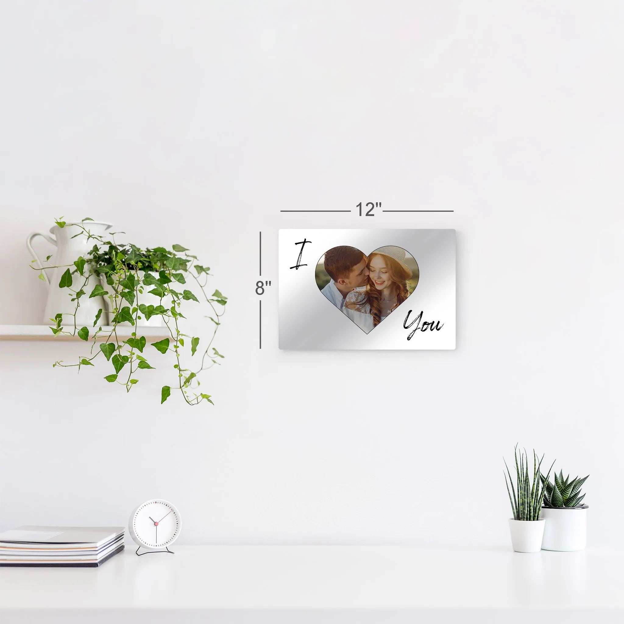 Personalized Gift Wall Art Custom Photo Hearth Shape and I Love You Text Quote