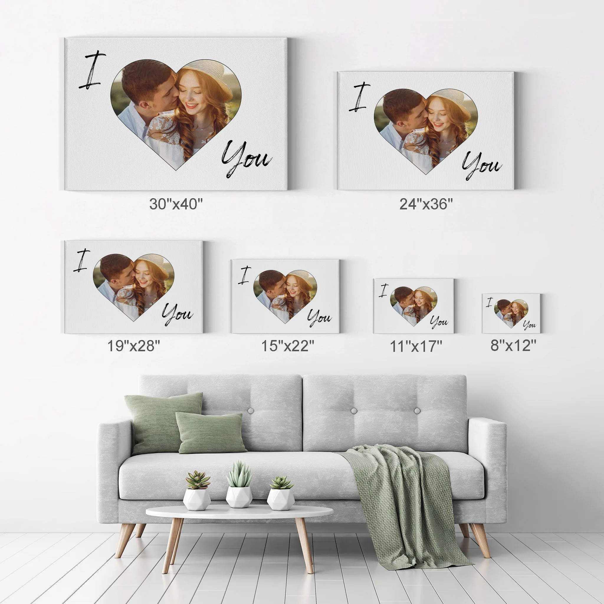 Personalized Gift Wall Art Custom Photo Hearth Shape and I Love You Text Quote