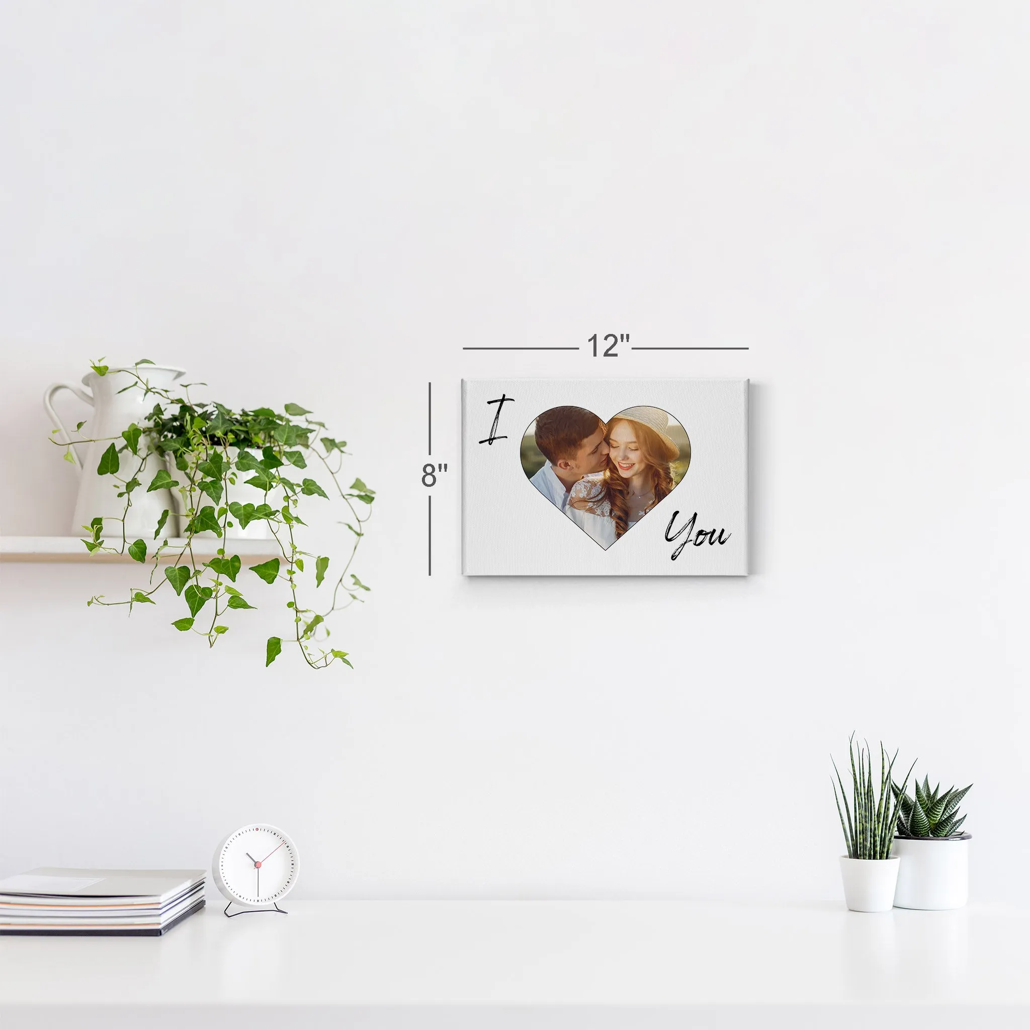 Personalized Gift Wall Art Custom Photo Hearth Shape and I Love You Text Quote