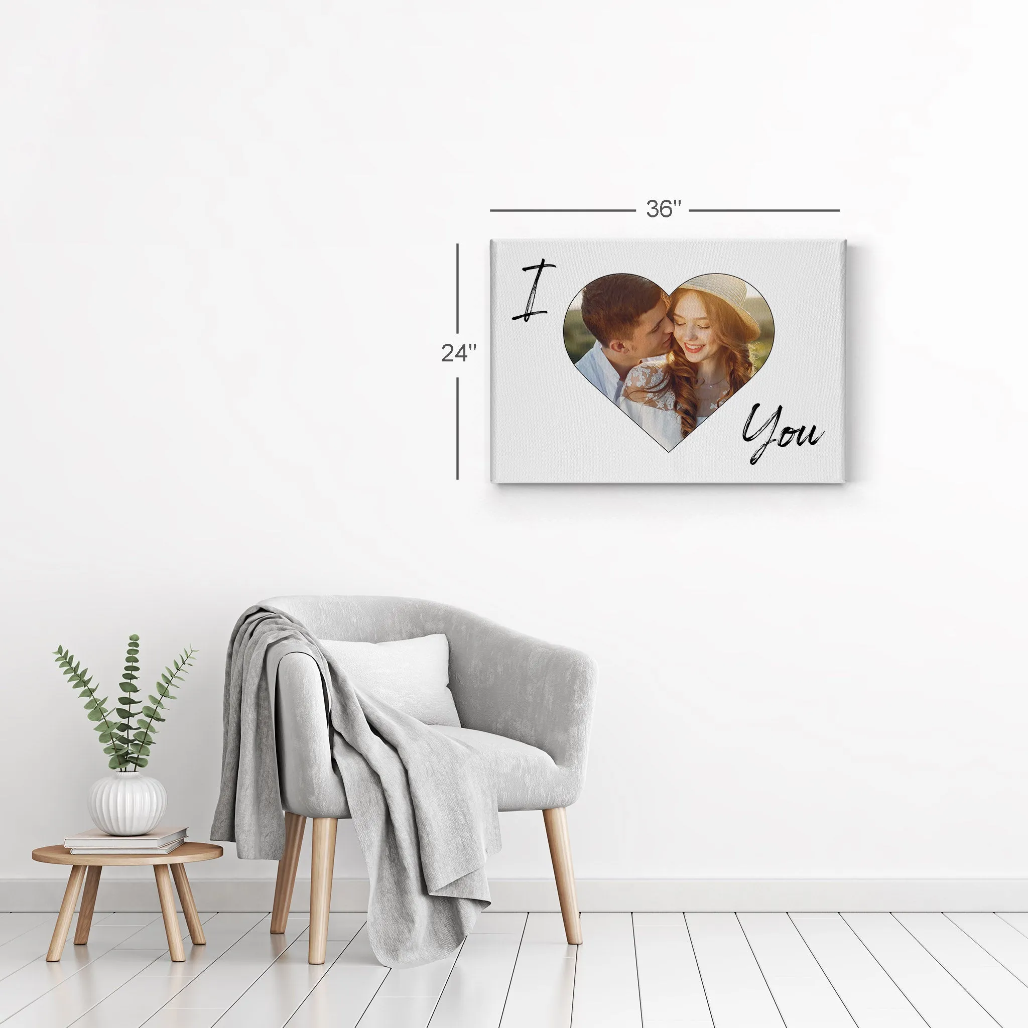 Personalized Gift Wall Art Custom Photo Hearth Shape and I Love You Text Quote