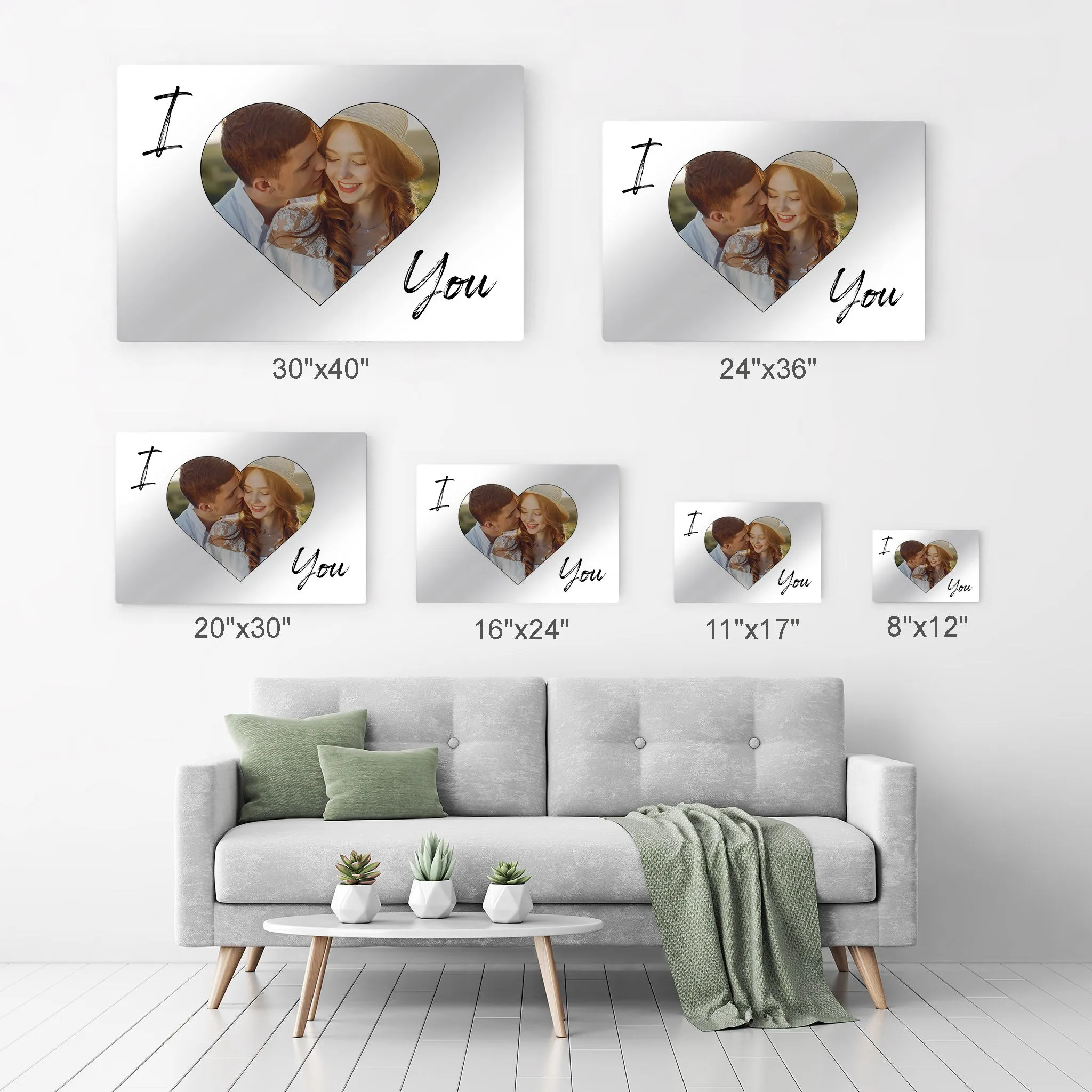 Personalized Gift Wall Art Custom Photo Hearth Shape and I Love You Text Quote