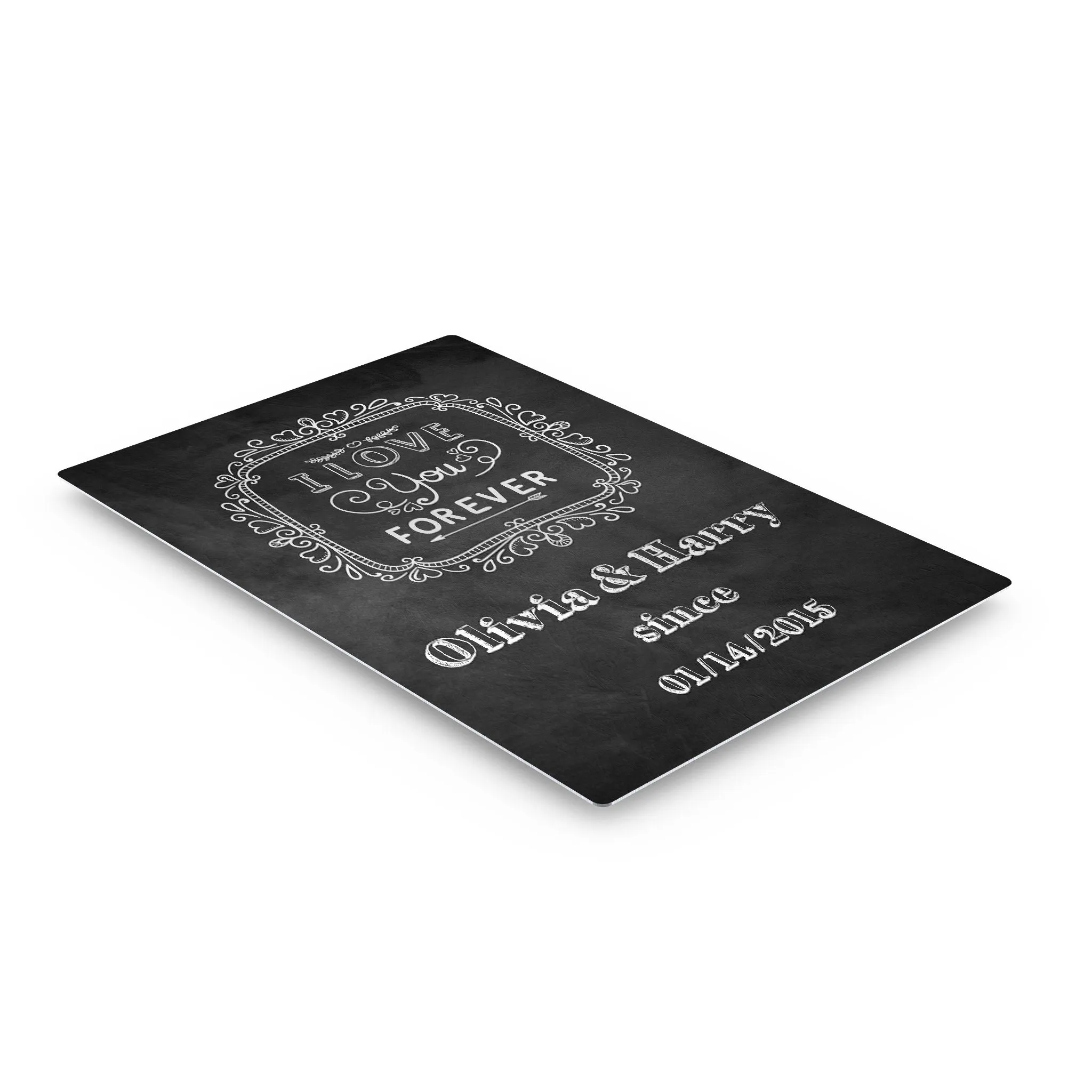 Personalized Gift Wall Art with Couple Names and Special Date I Love you Forever Blackboard Design