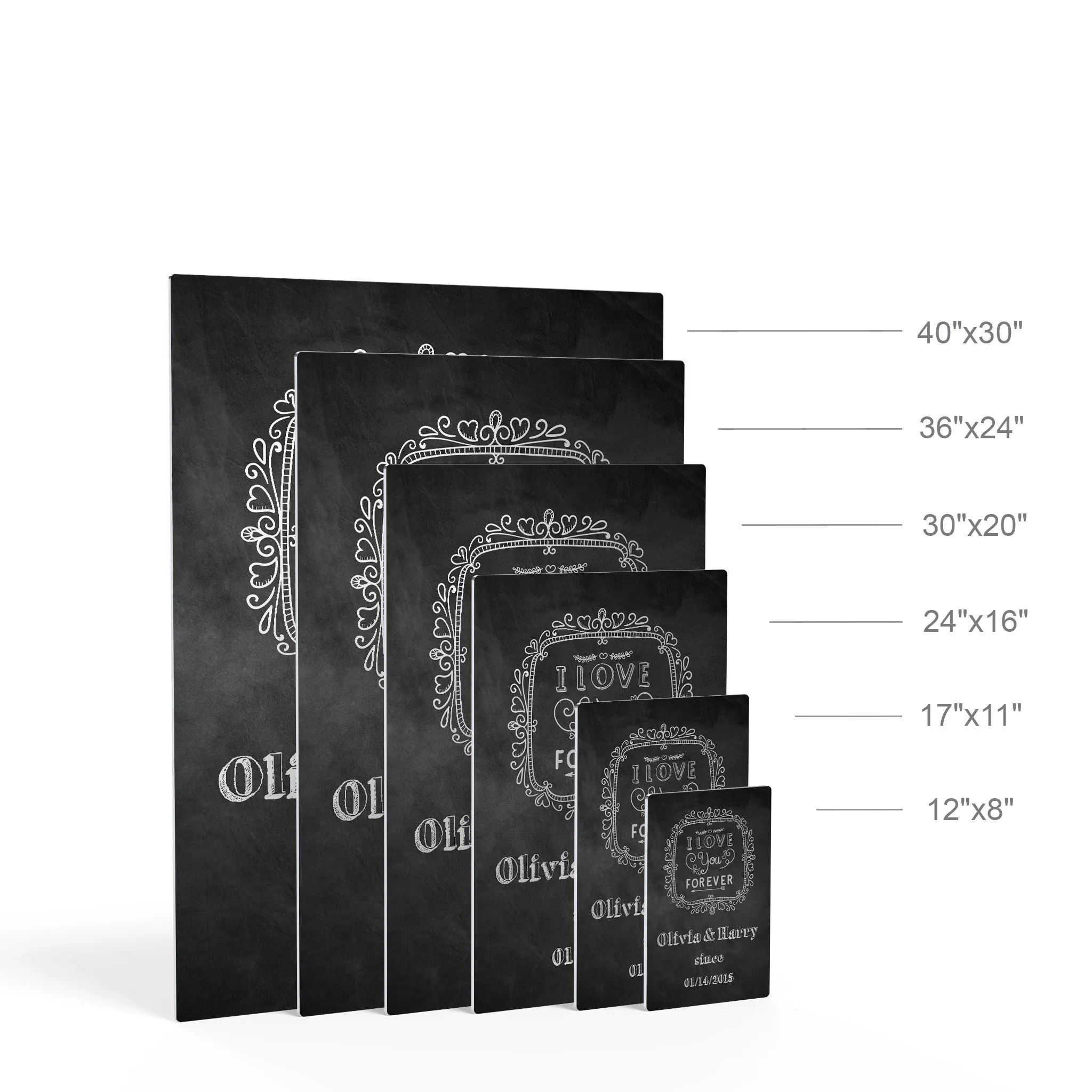 Personalized Gift Wall Art with Couple Names and Special Date I Love you Forever Blackboard Design
