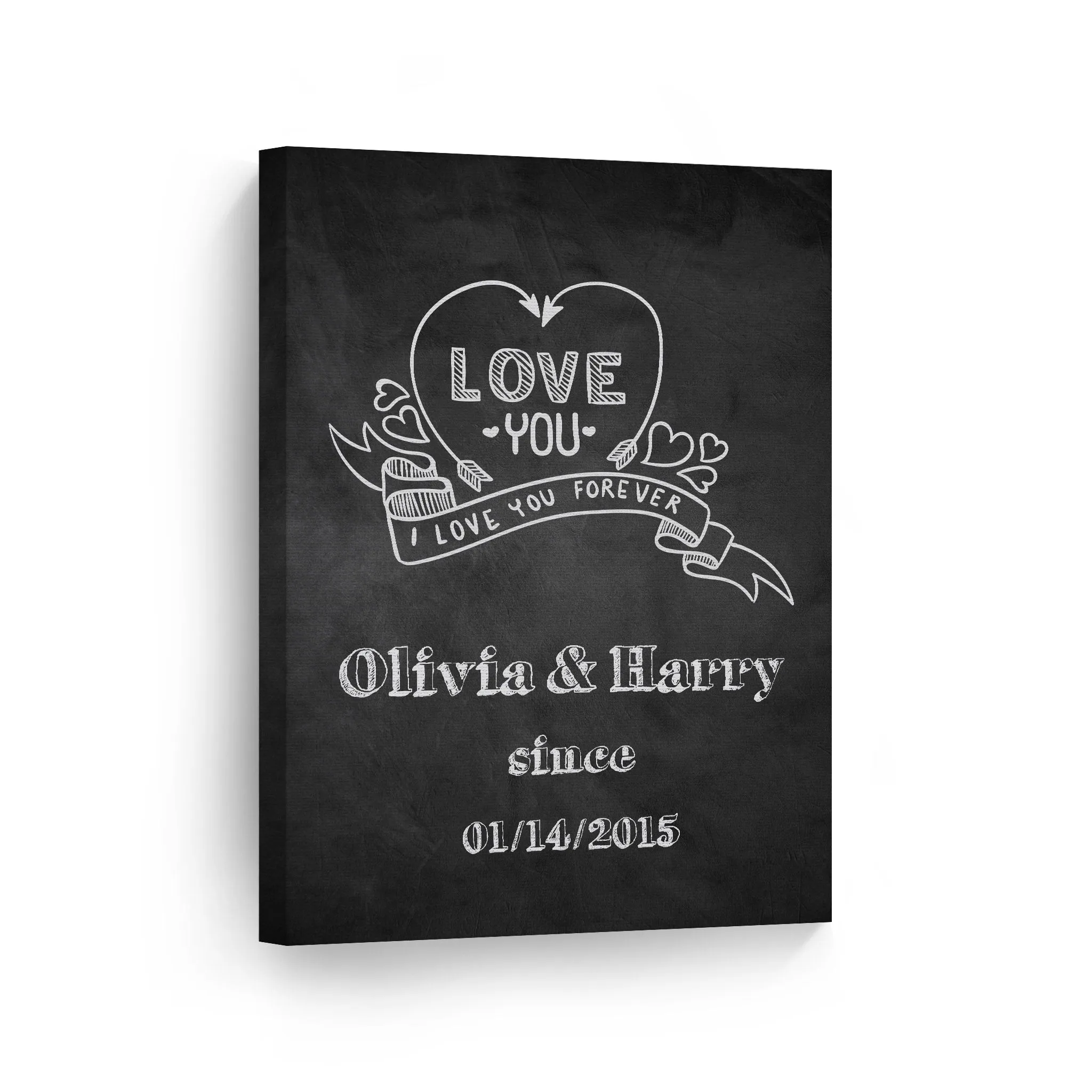 Personalized Gift Wall Art with Couple Names and Special Date Love you Since Blackboard Design