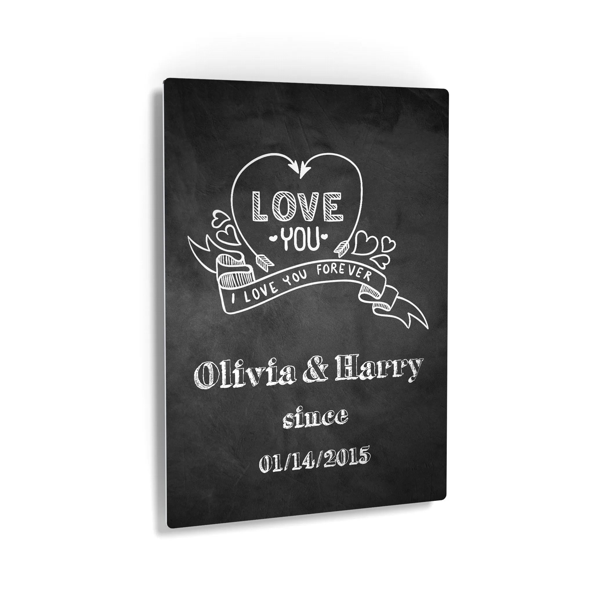 Personalized Gift Wall Art with Couple Names and Special Date Love you Since Blackboard Design