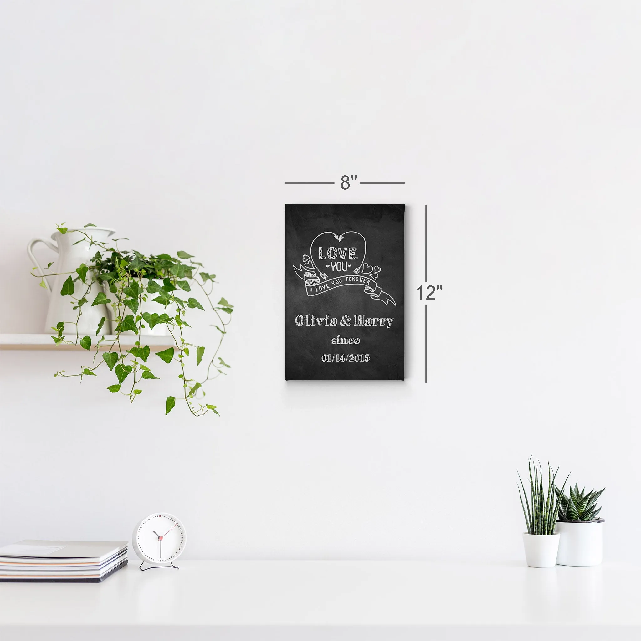 Personalized Gift Wall Art with Couple Names and Special Date Love you Since Blackboard Design