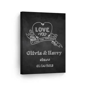 Personalized Gift Wall Art with Couple Names and Special Date Love you Since Blackboard Design