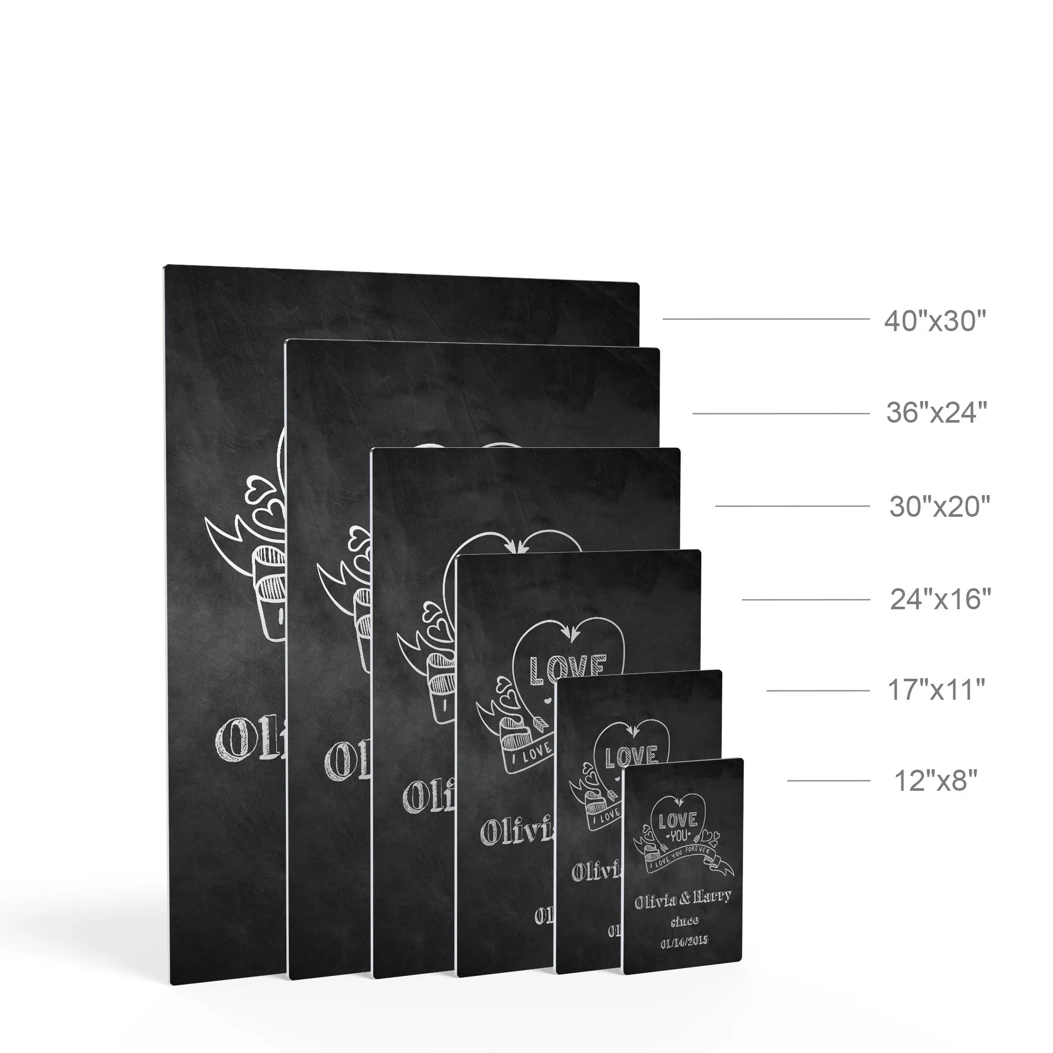 Personalized Gift Wall Art with Couple Names and Special Date Love you Since Blackboard Design
