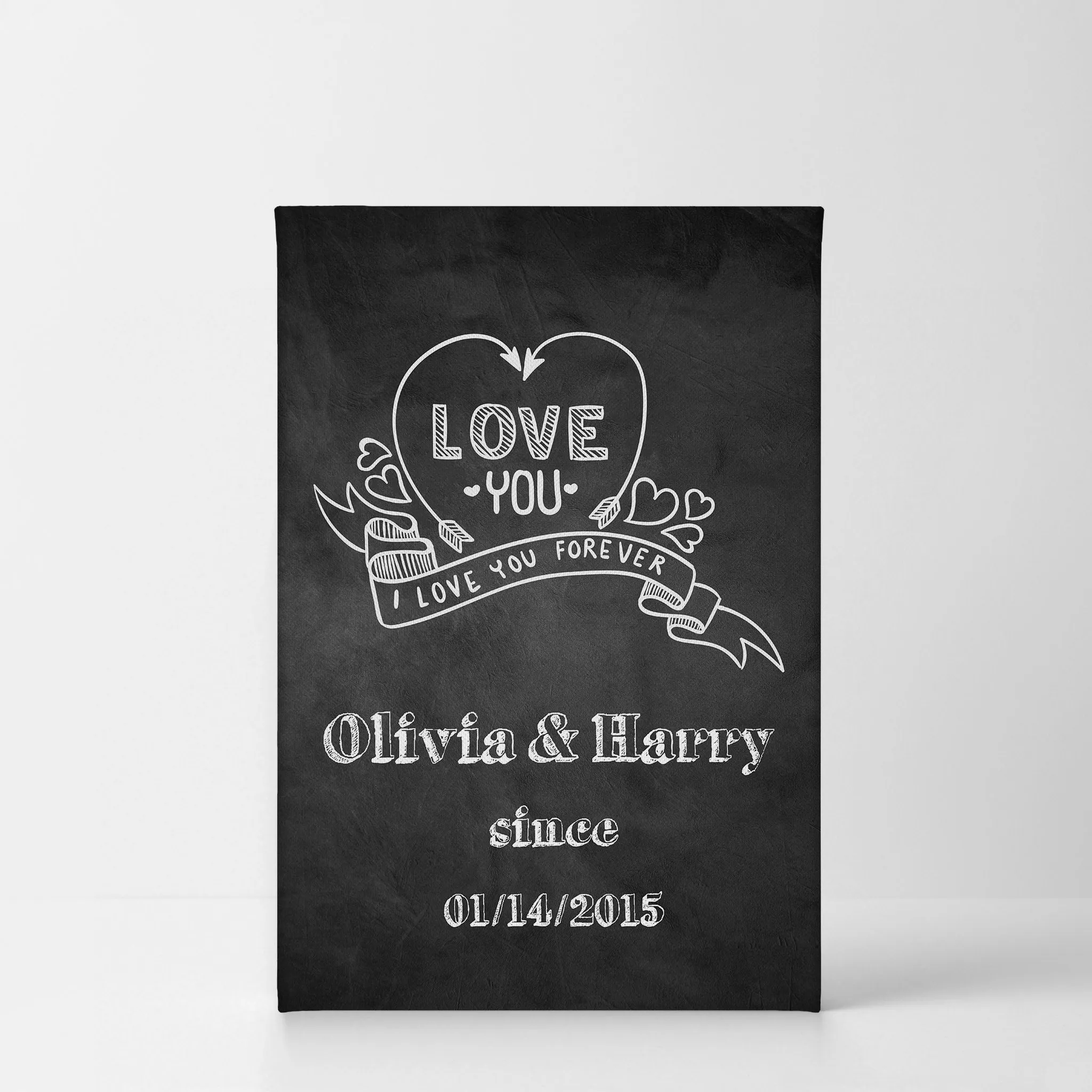 Personalized Gift Wall Art with Couple Names and Special Date Love you Since Blackboard Design