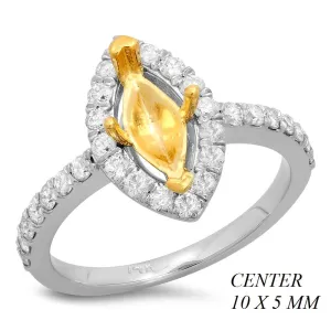 PMI 14YW@3.8 30RD2@0.70 10X5MM MARQUISE TWO TONE HALO LOW PROFILE