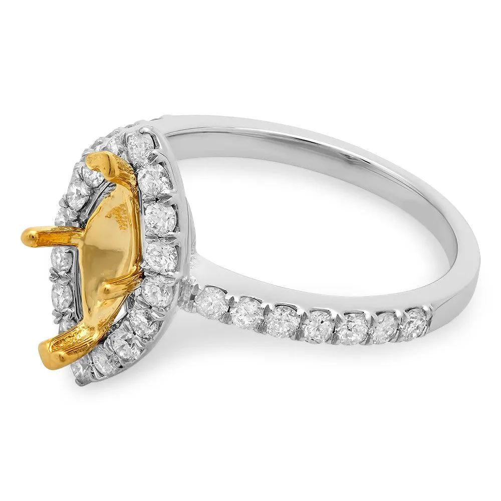 PMI 14YW@3.8 30RD2@0.70 10X5MM MARQUISE TWO TONE HALO LOW PROFILE