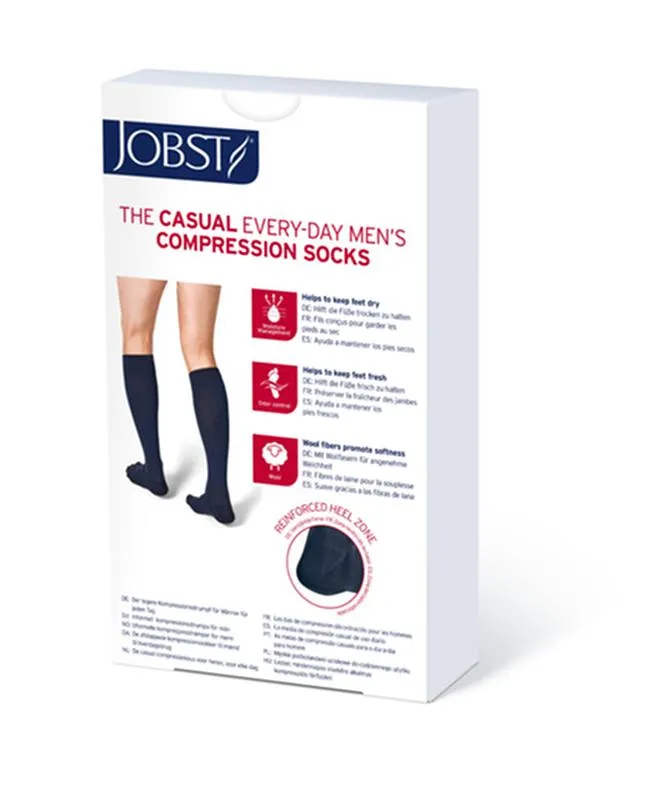 PR/1 JOBST CASUAL MEN, KNEE HIGH, 15-20MMHG, XL, BLACK, CLOSED TOE