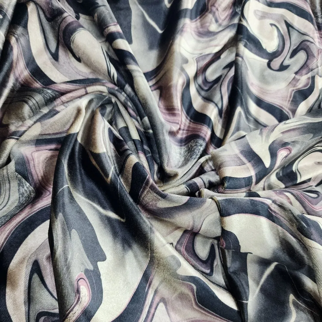 Printed Stretch Velvet Fabric 150 cm