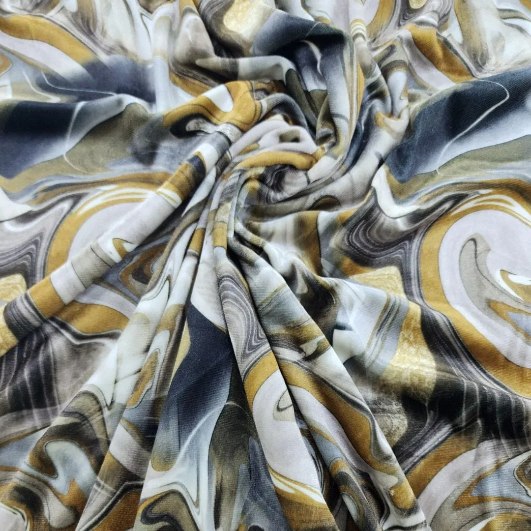 Printed Stretch Velvet Fabric 150 cm