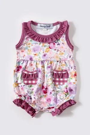 Purple Floral Print Girl Bubble