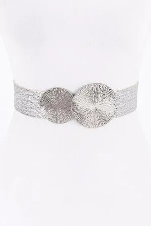 Round metal buckle stretch belt