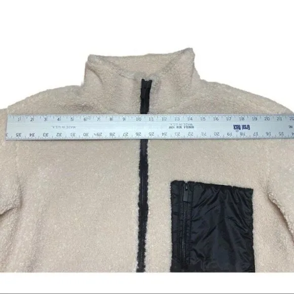 Sanctuary Sherpa Zip Jacket Fuzzy Stand Collar Boucle Warm Winter Pocket Teddy