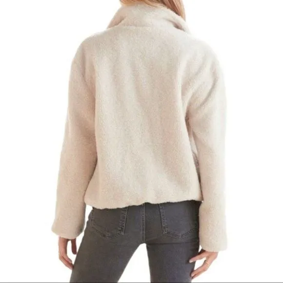 Sanctuary Sherpa Zip Jacket Fuzzy Stand Collar Boucle Warm Winter Pocket Teddy