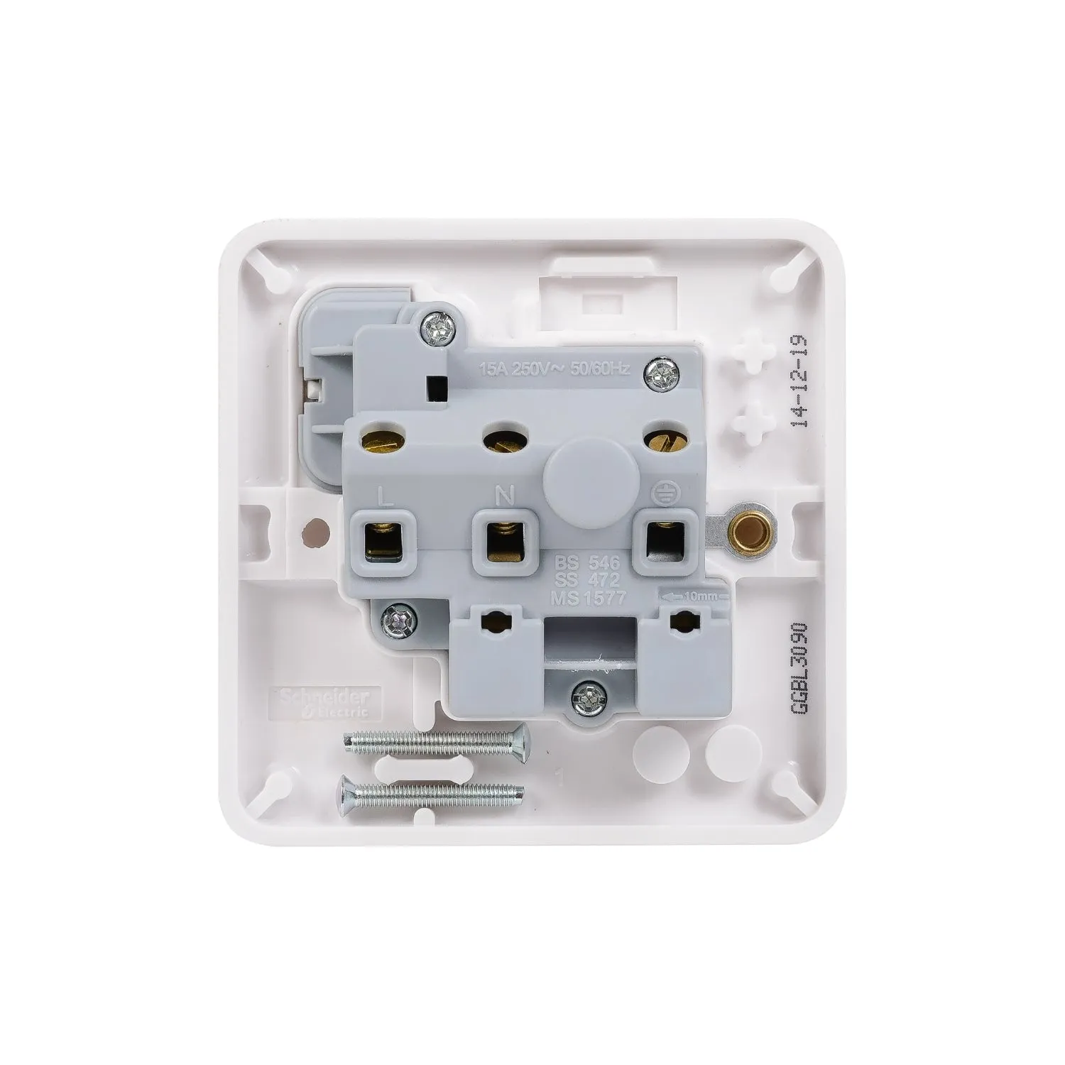 Schneider Electric GGBL3090S Lisse White Moulded 15A 1G Round Pin Switched Socket (Display Packaged)