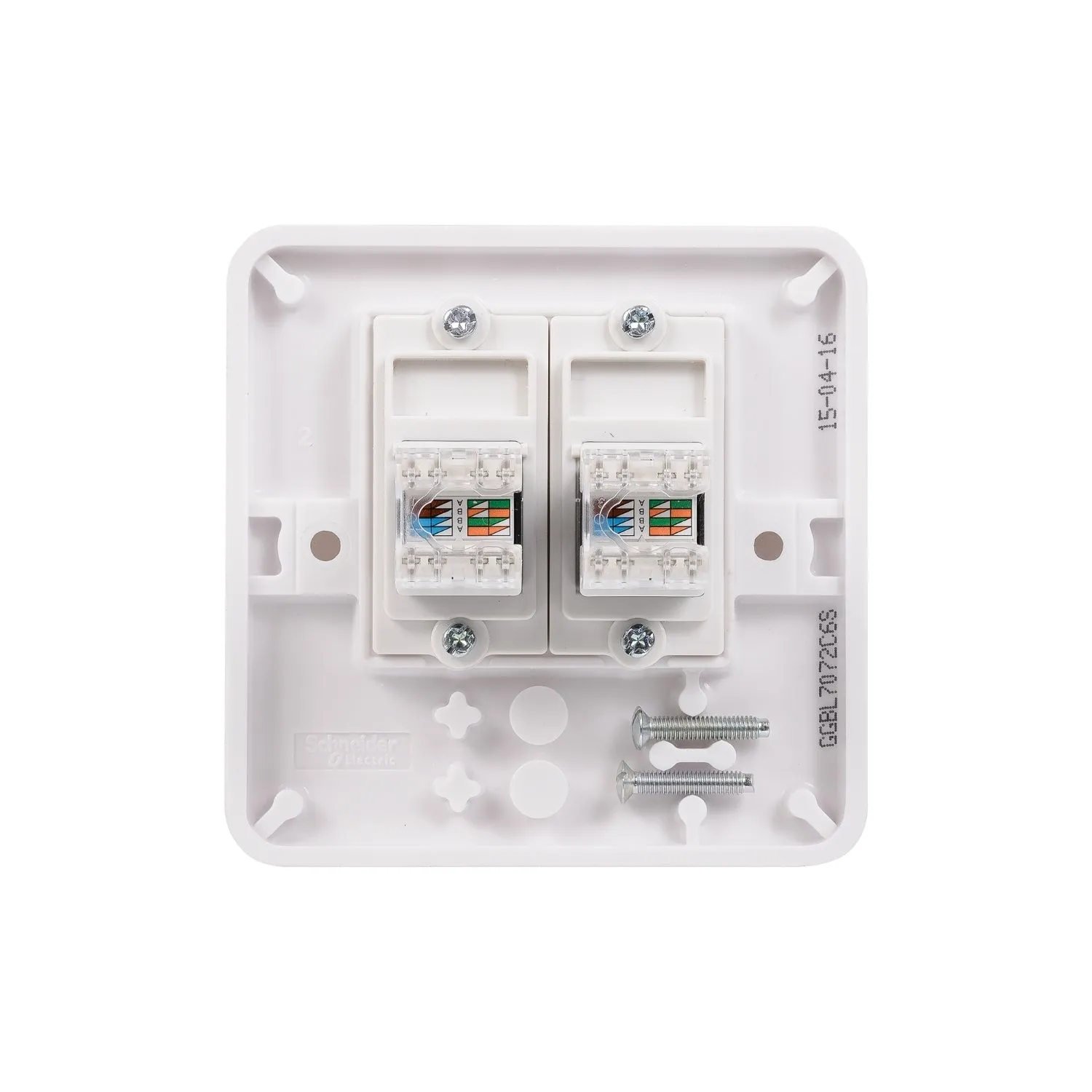 Schneider Electric GGBL7072C6S Lisse White Moulded Twin RJ45 CAT6 Data Socket (Display Packaged)
