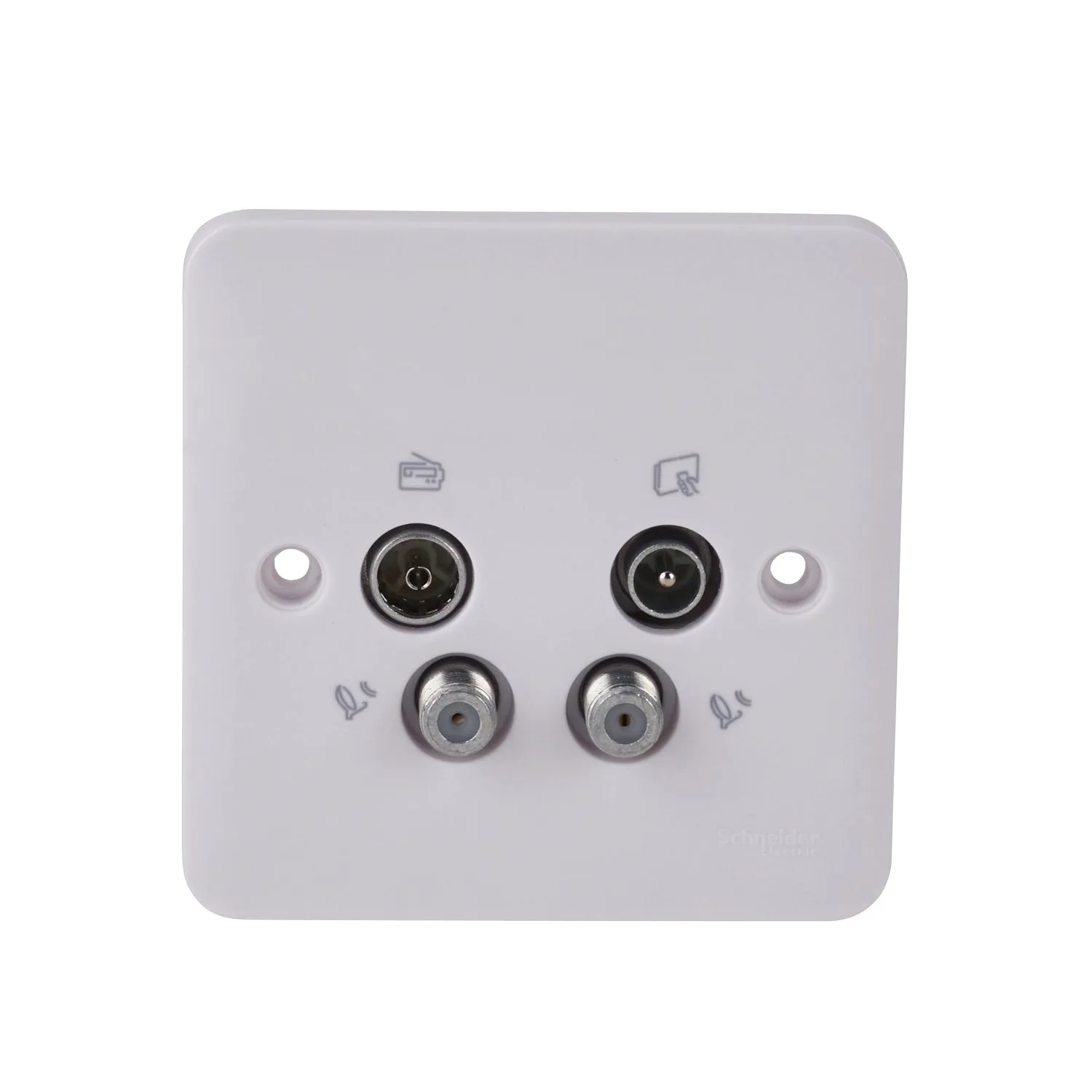 Schneider Electric GGBL7074 Lisse White Moulded Quadplex TV-FM/DAB & 2x SAT Outlet