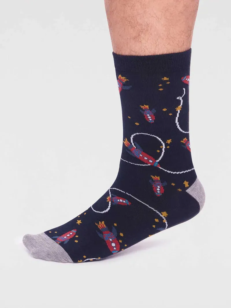 Space Collection Bamboo Sock Box 7 Pack by Thought, Size 7-11