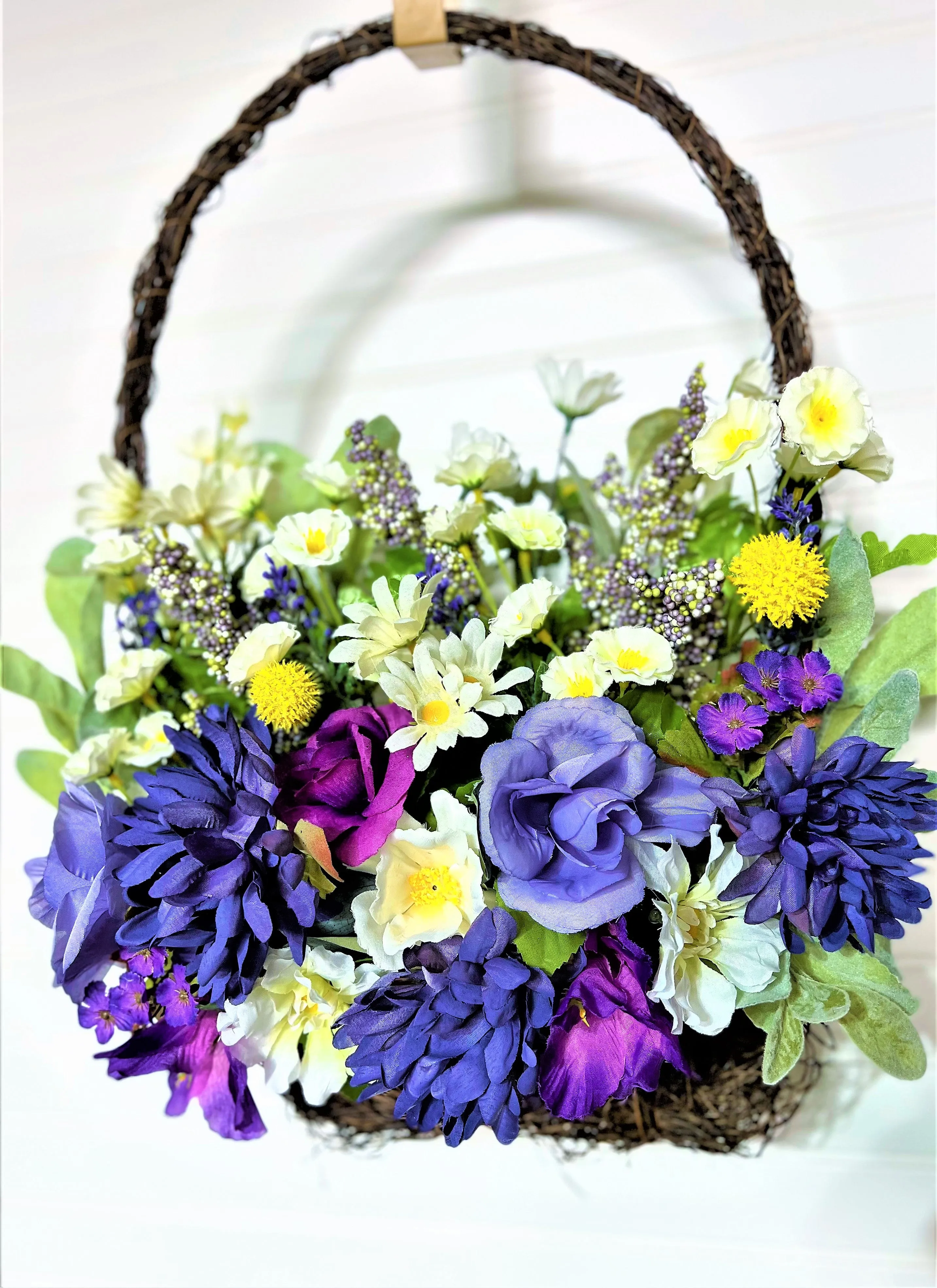 Spring bloom Basket Wreath 23" X 15"