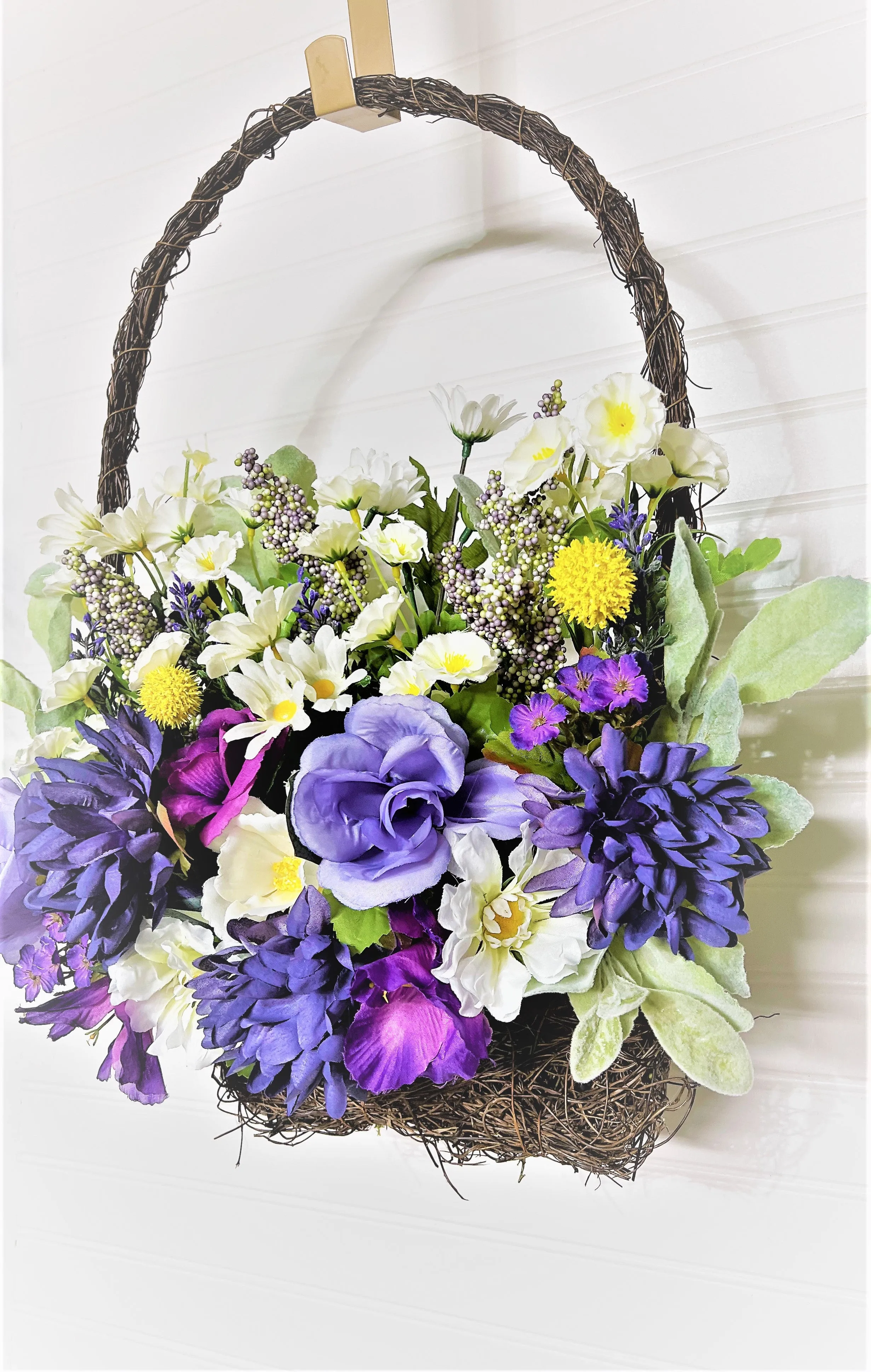 Spring bloom Basket Wreath 23" X 15"