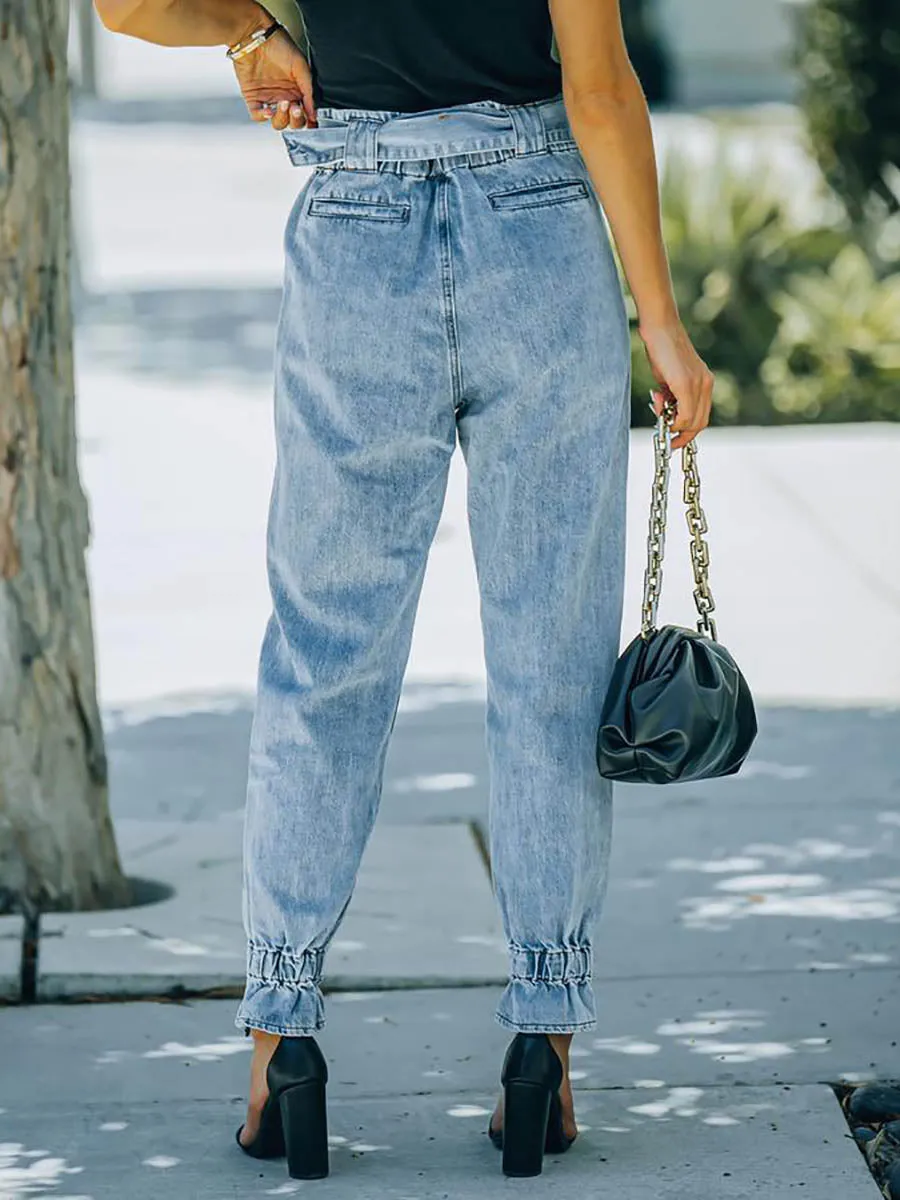 Stunncal Metal Buckle Legged Harem Jeans