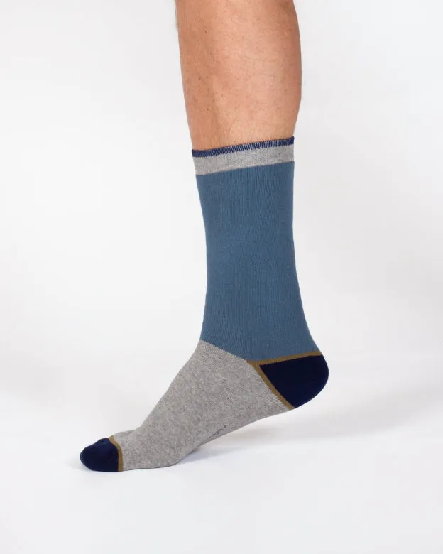 Thought Block Colour Walker Crew Socks Grey/Blue 7-11